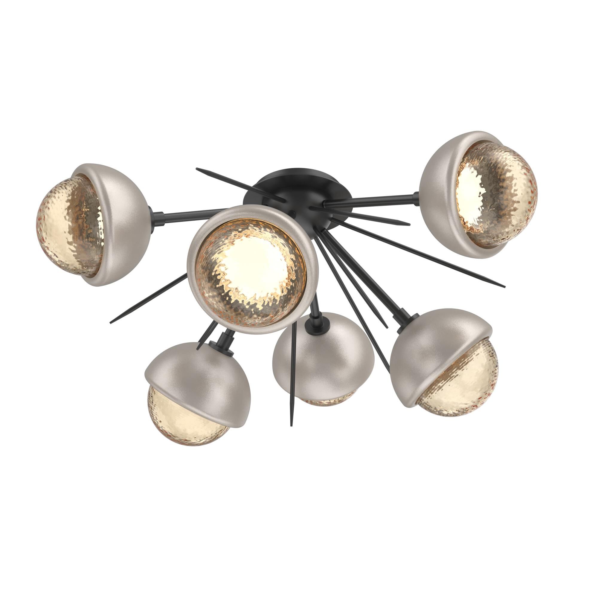 Shown in Matte Black finish and Amber glass and Beige Silver accent