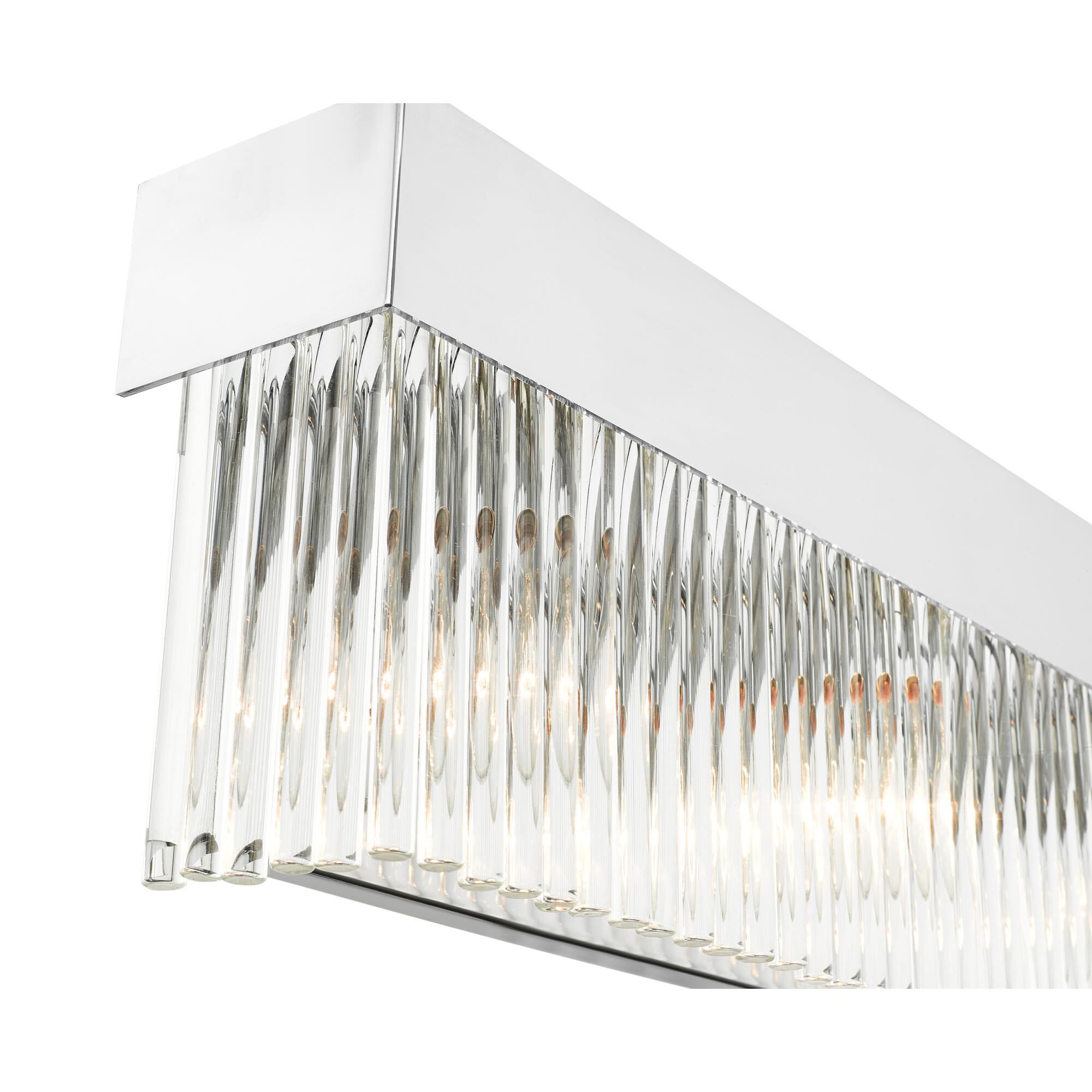 Shown in Polished Chrome finish and Polished Chrome Drum Shade With Clear Crystal Rods glass and Polished Chrome Drum  With Clear Crystal Rods shade