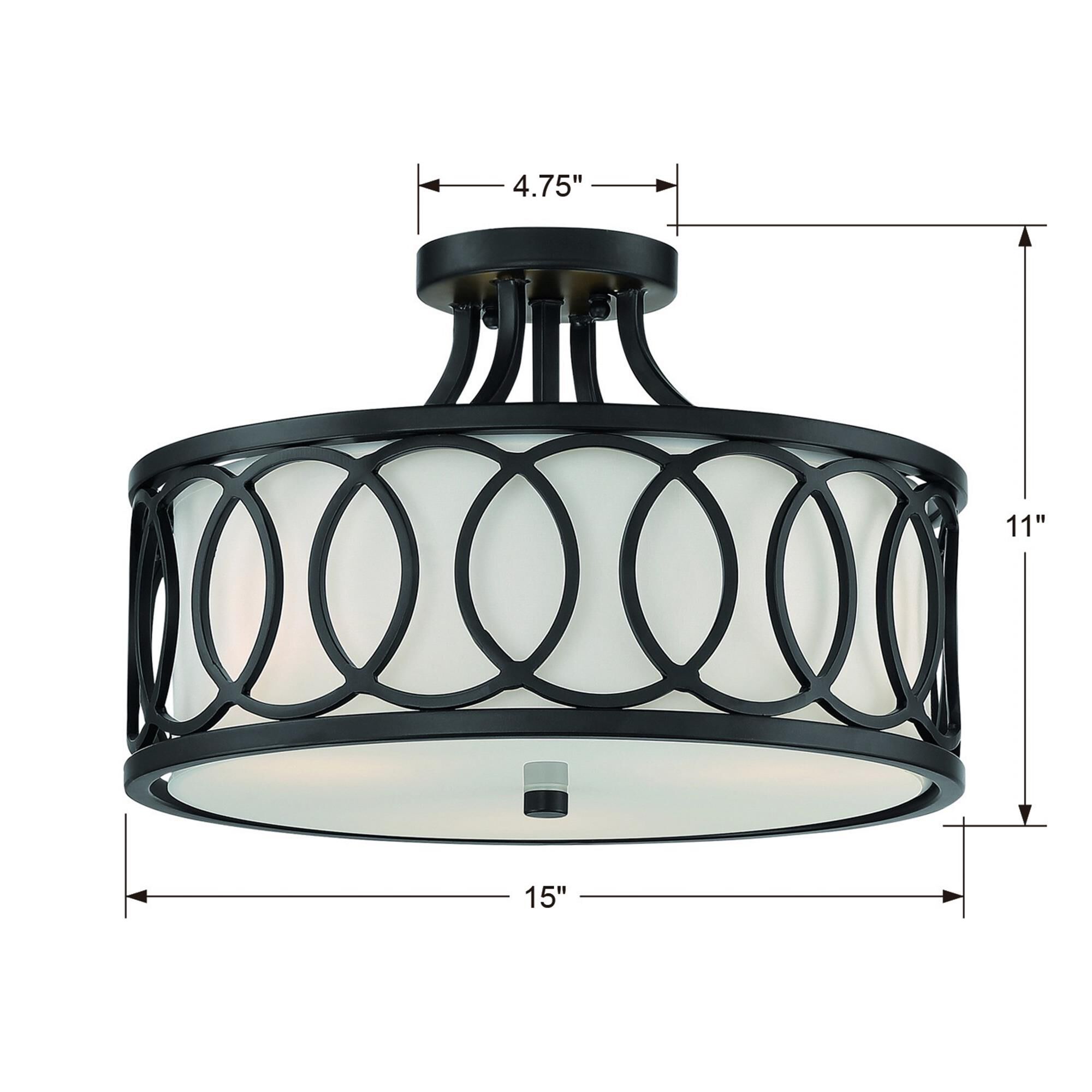 Shown in Matte Black finish and Silk glass and White shade