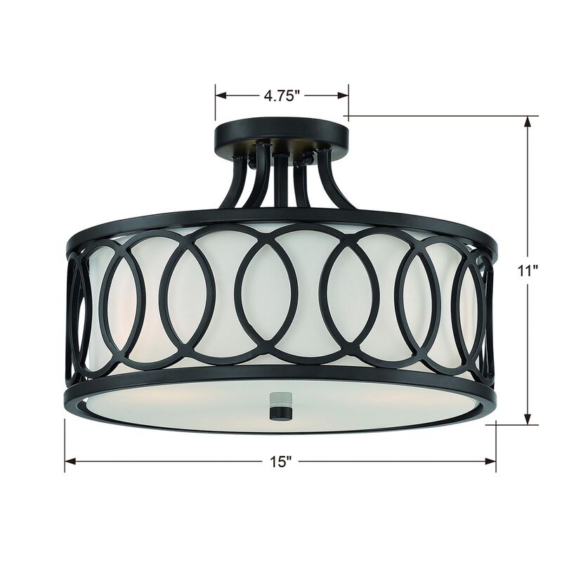 Libby Langdon Graham 15 Inch 3 Light Semi Flush Mount by Crystorama
