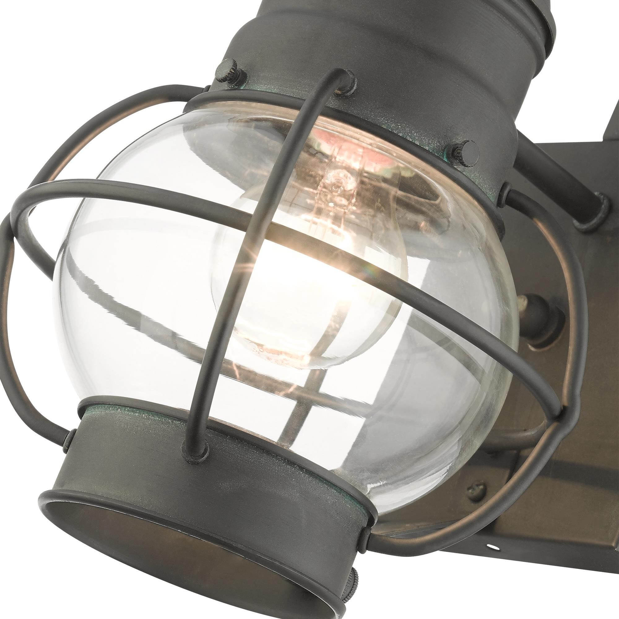 Shown in Charcoal finish and Hand Blown Clear glass