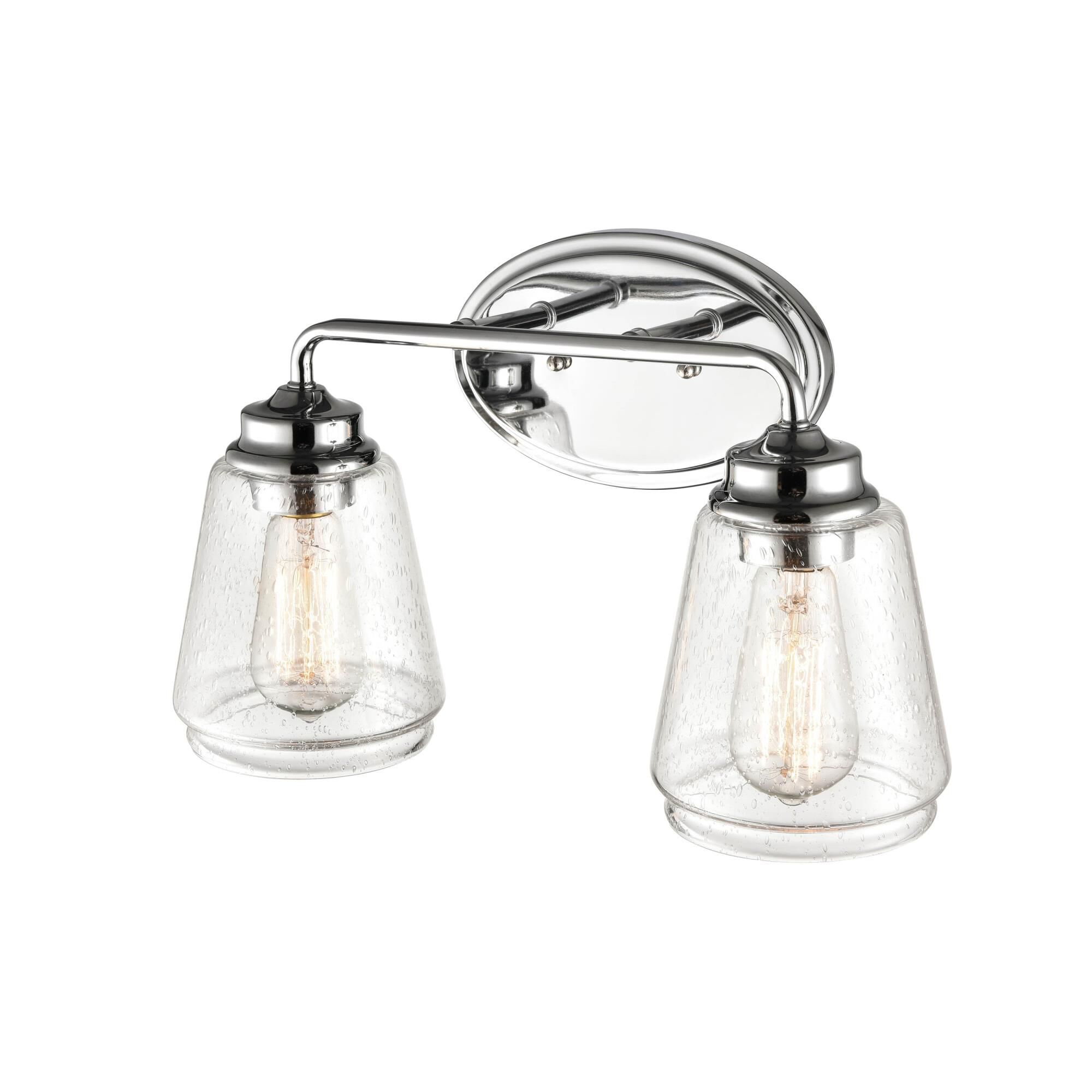 Shown in Chrome finish and Clear Seeded glass