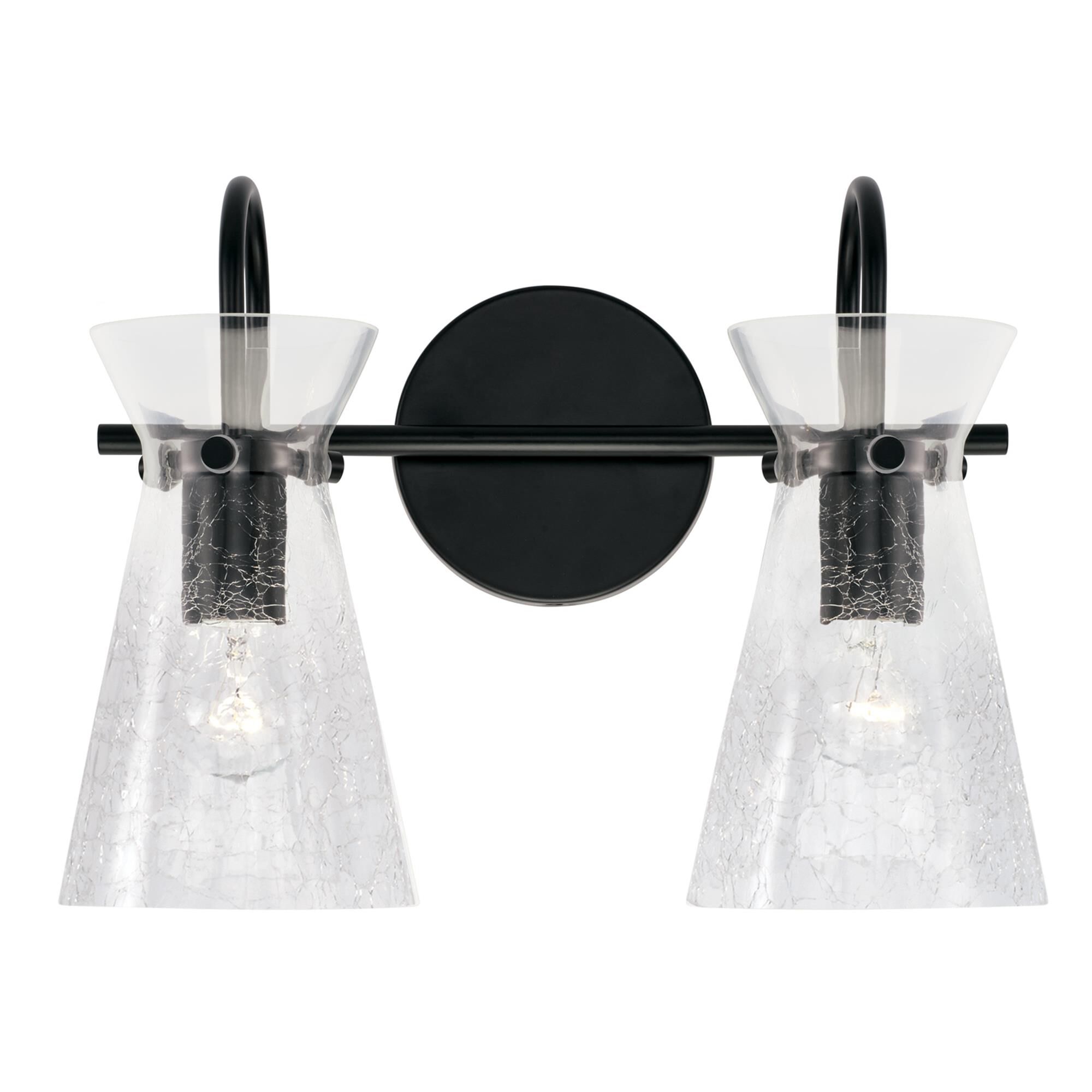 Shown in Matte Black finish and Clear Half-Crackle glass