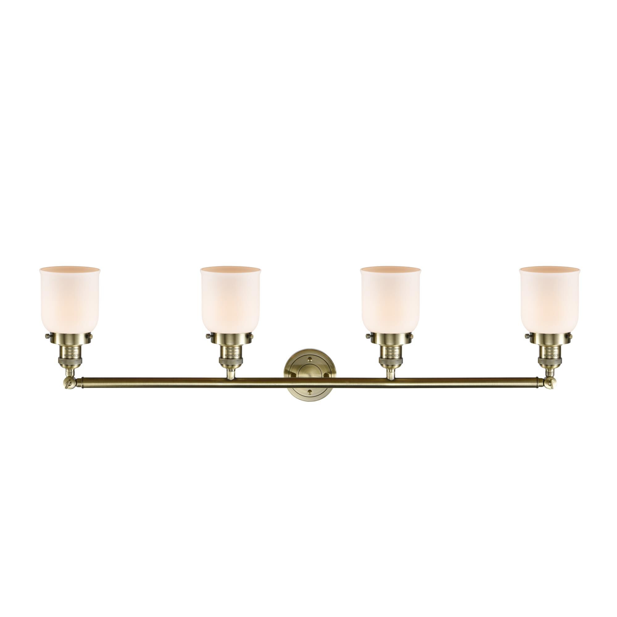 Shown in Antique Brass finish and Matte White Cased glass