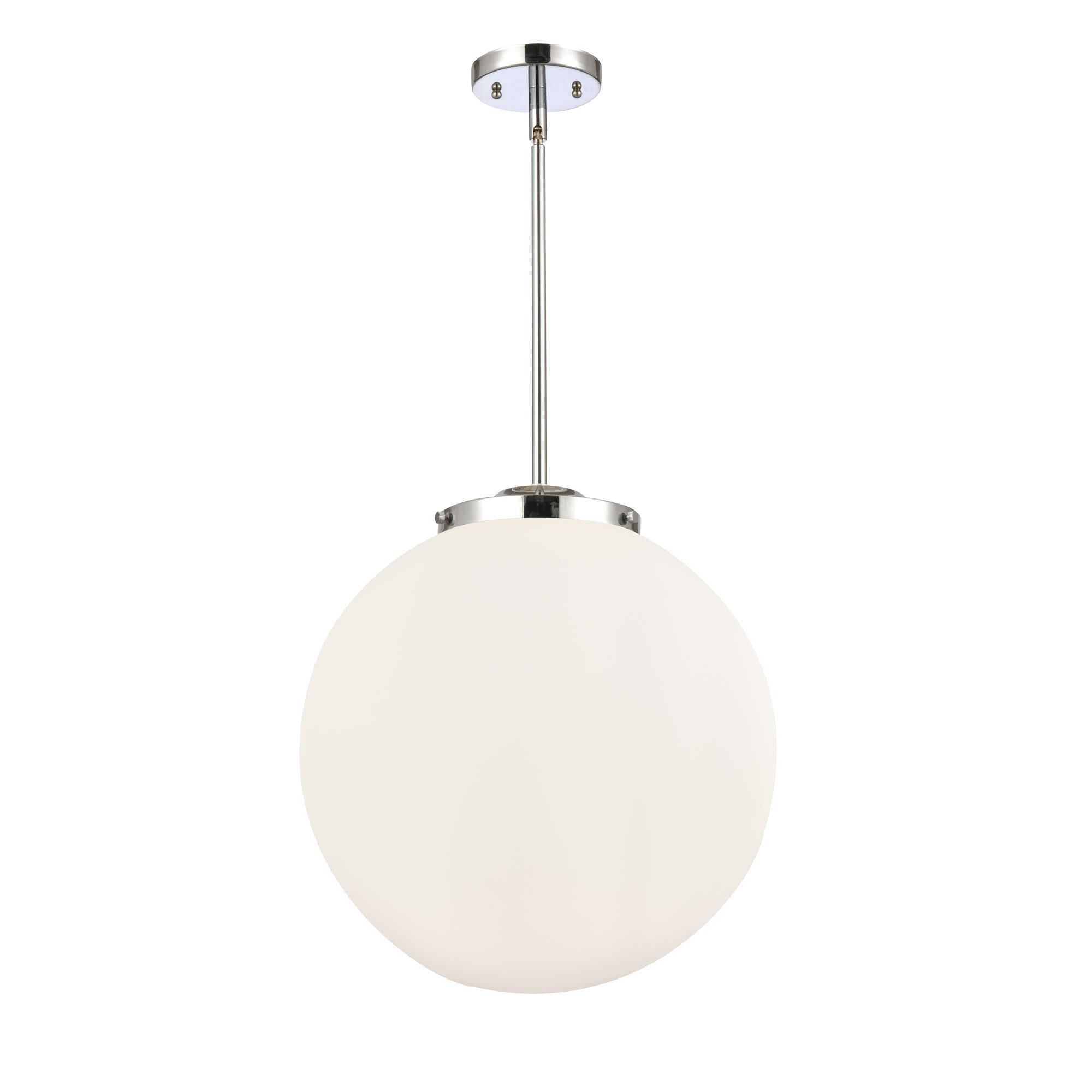 Shown in Polished Chrome finish and Matte White Cased Beacon glass