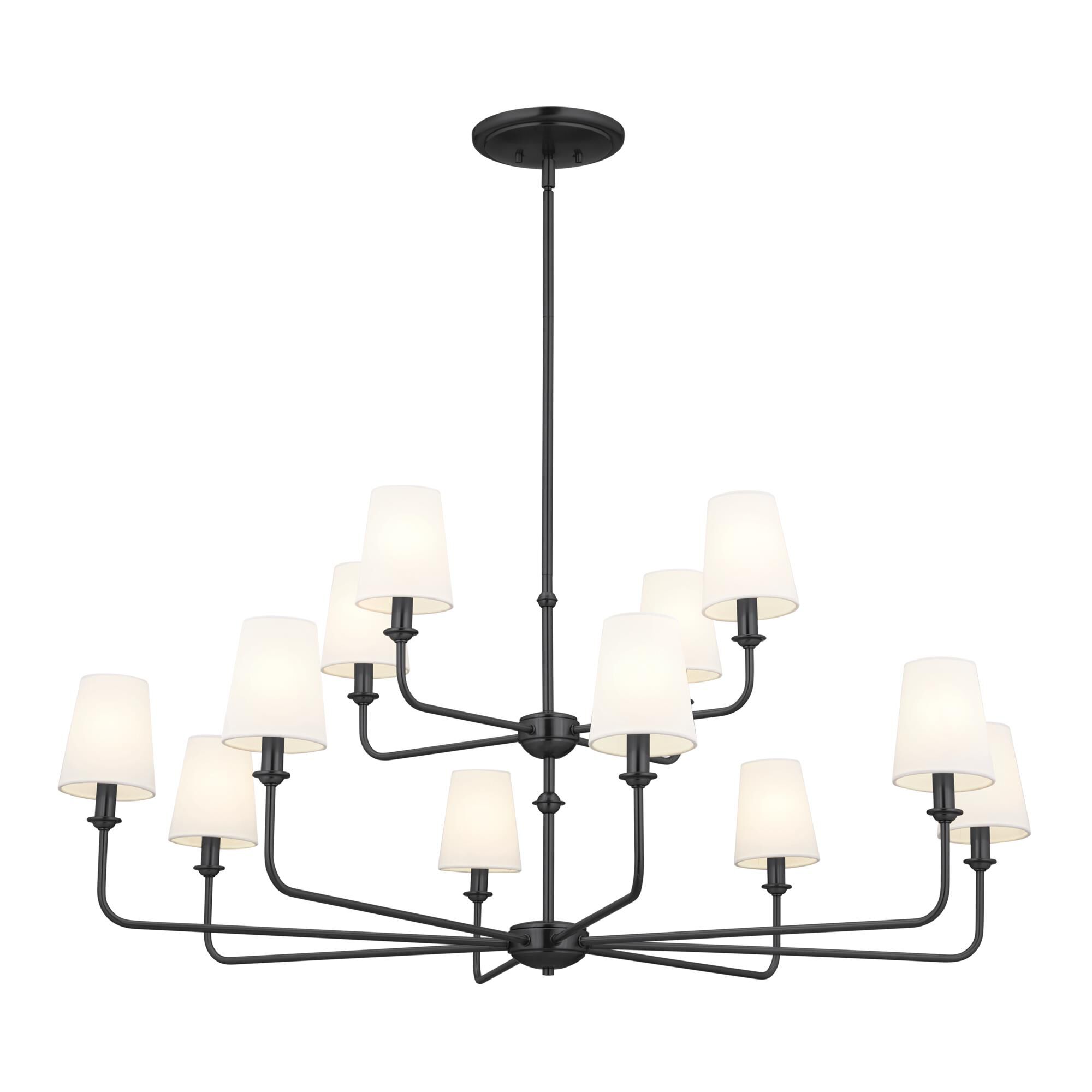 Shown in Black finish and Fabric and Bell shade