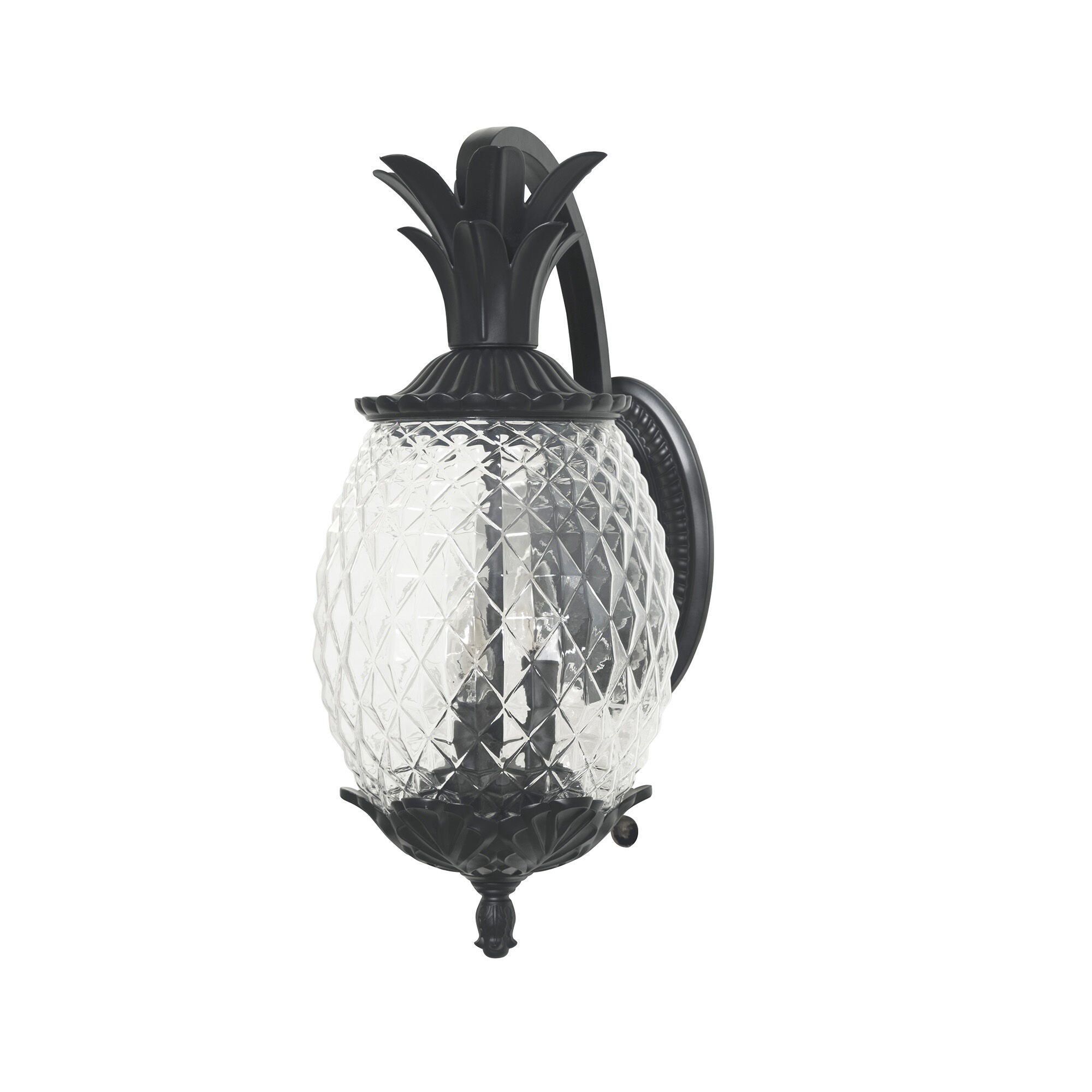 Shown in Matte Black finish and Clear glass and Clear Pineapple Glass Globe shade