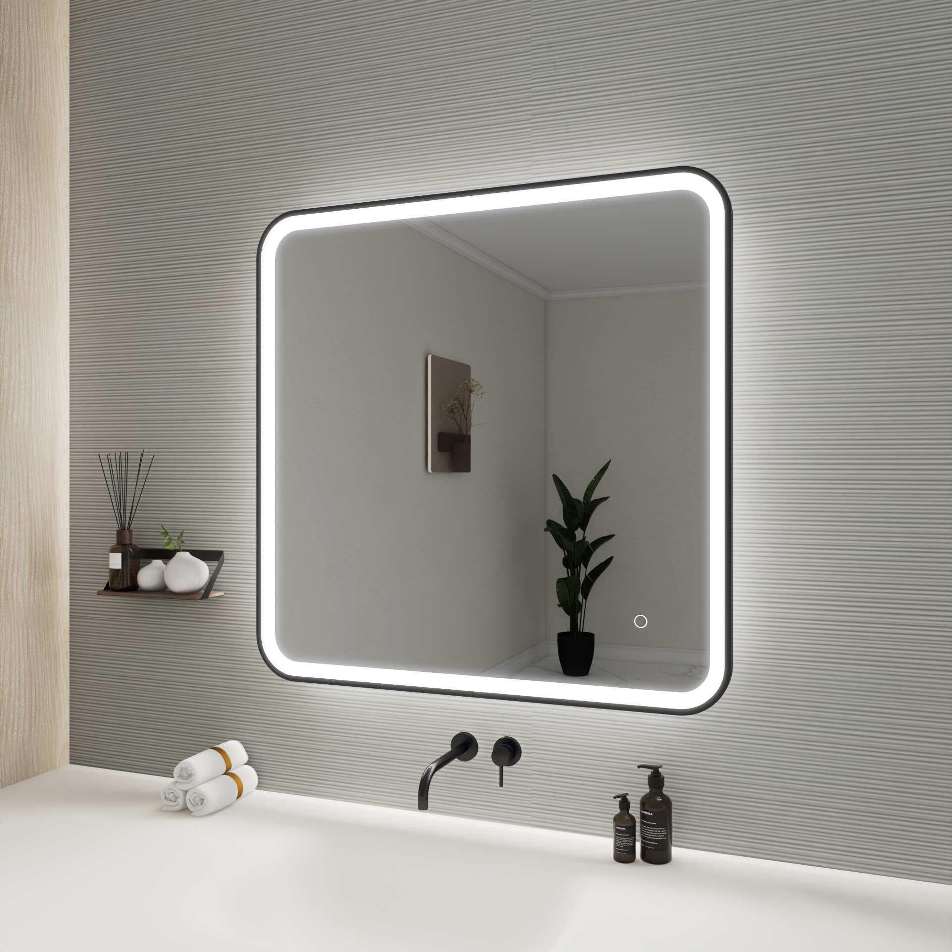 Harmoni 33 Inch Round LED Lighted Mirror by Elegant Decor