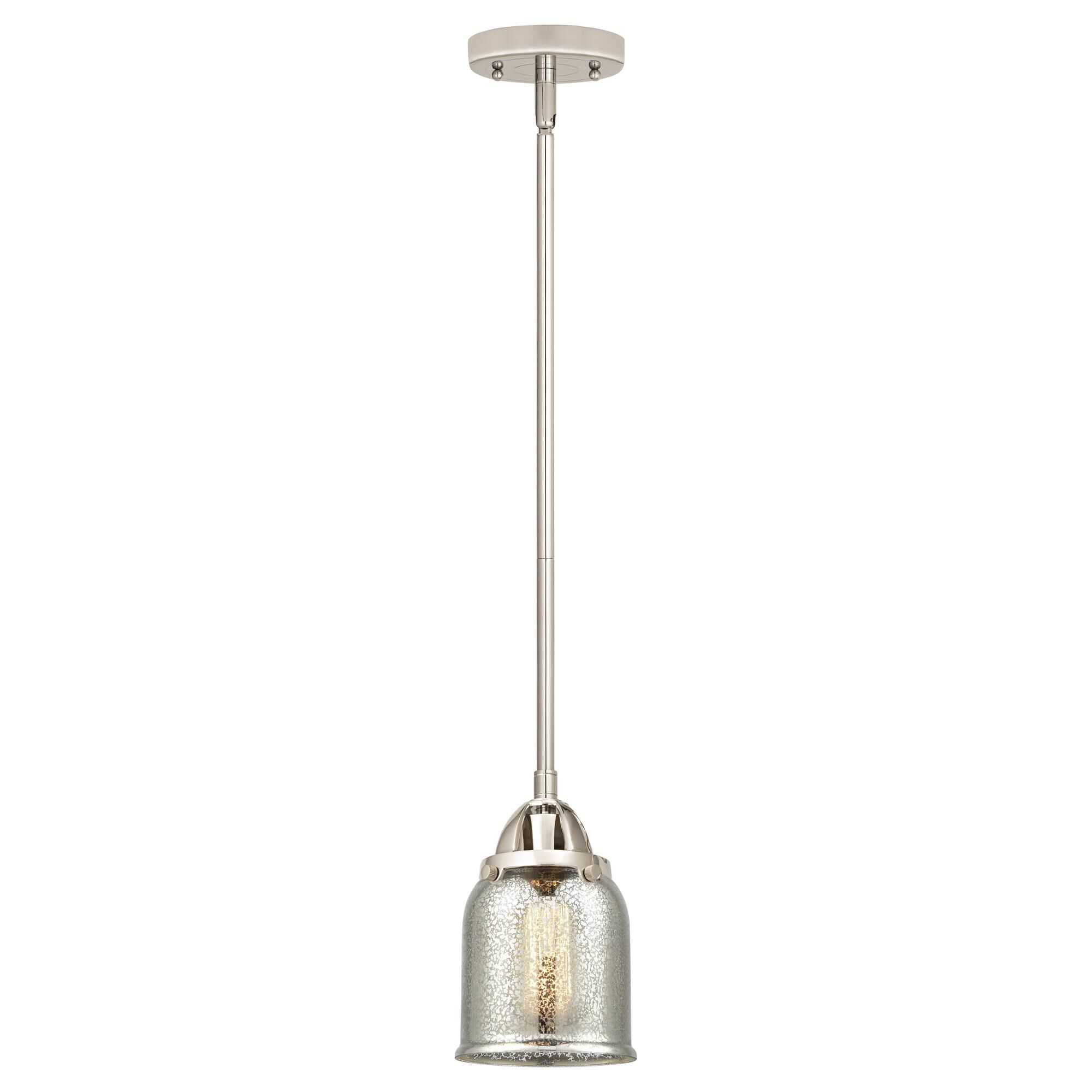 Shown in Polished Nickel finish and Silver Plated Mercury Small Bell glass and No Shade shade