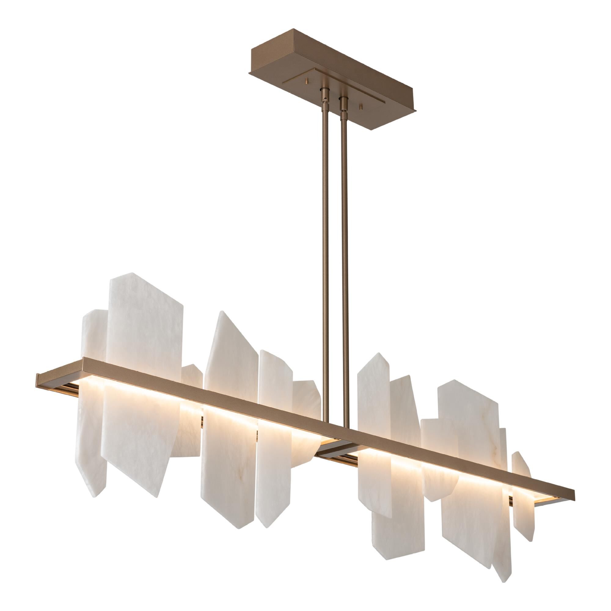 Shown in Soft Gold finish and Alabaster glass