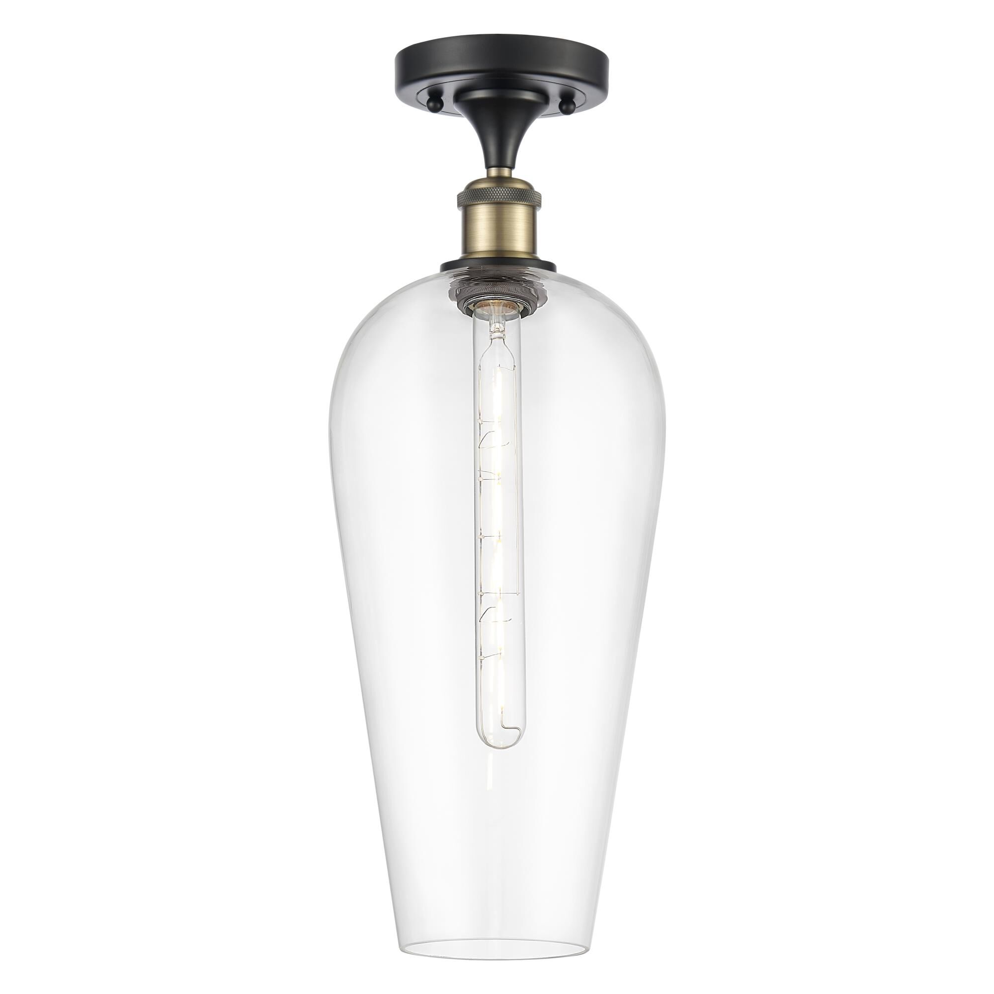 Shown in Black Antique Brass finish and Clear glass