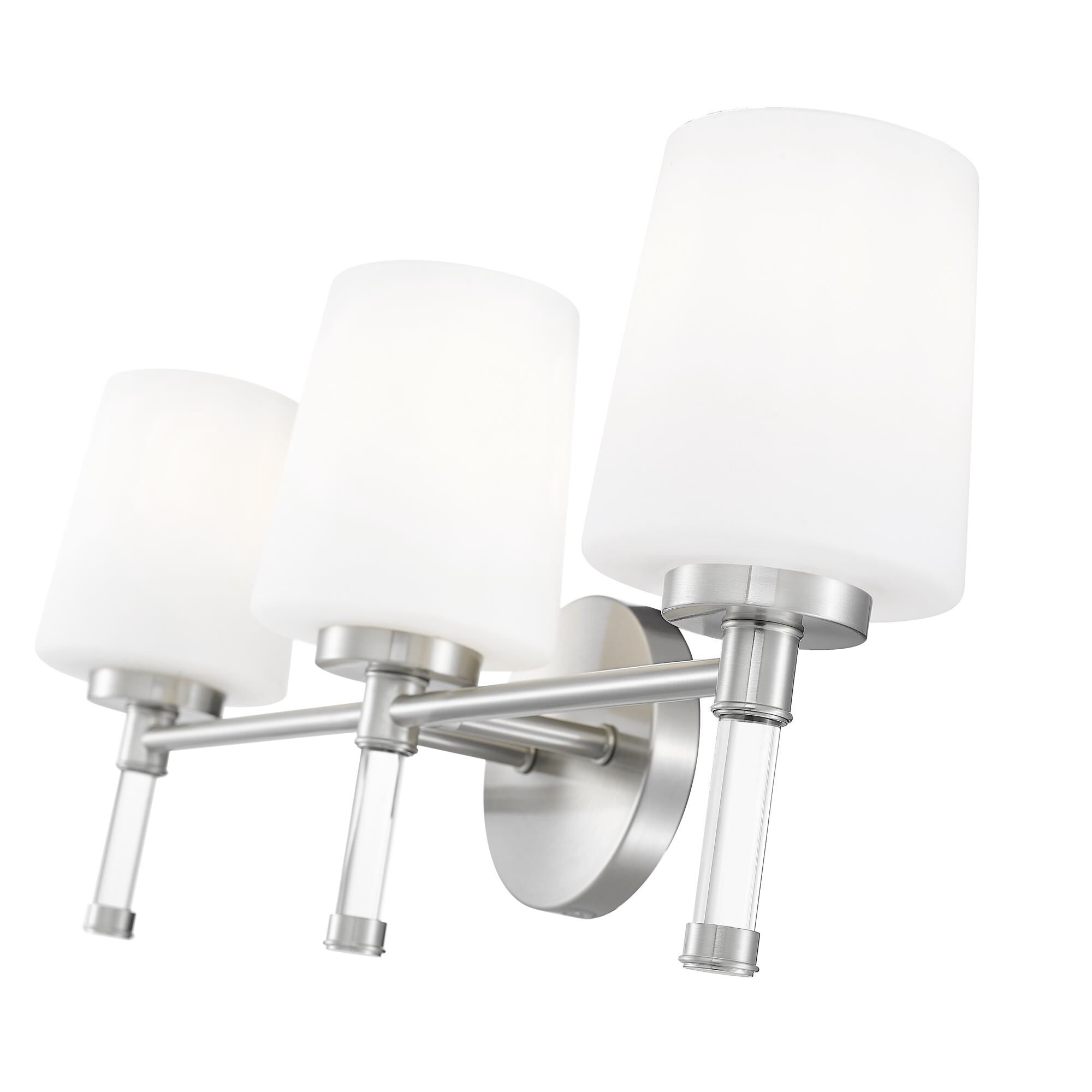 Shown in Brushed Nickel finish and White Opal glass