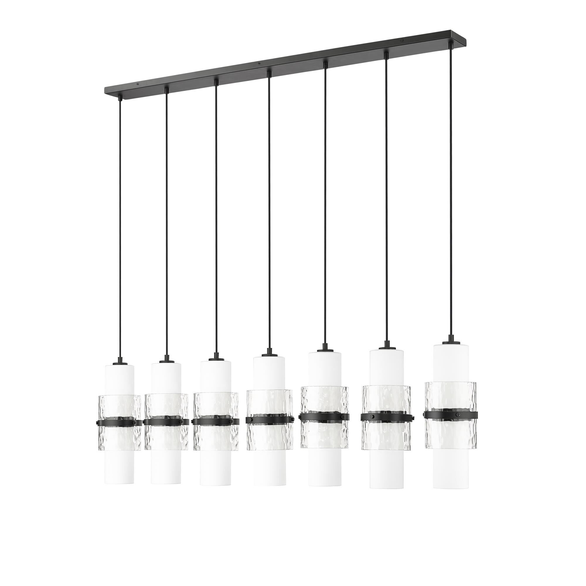 Shown in Matte Black finish and Clear and Etched Opal glass