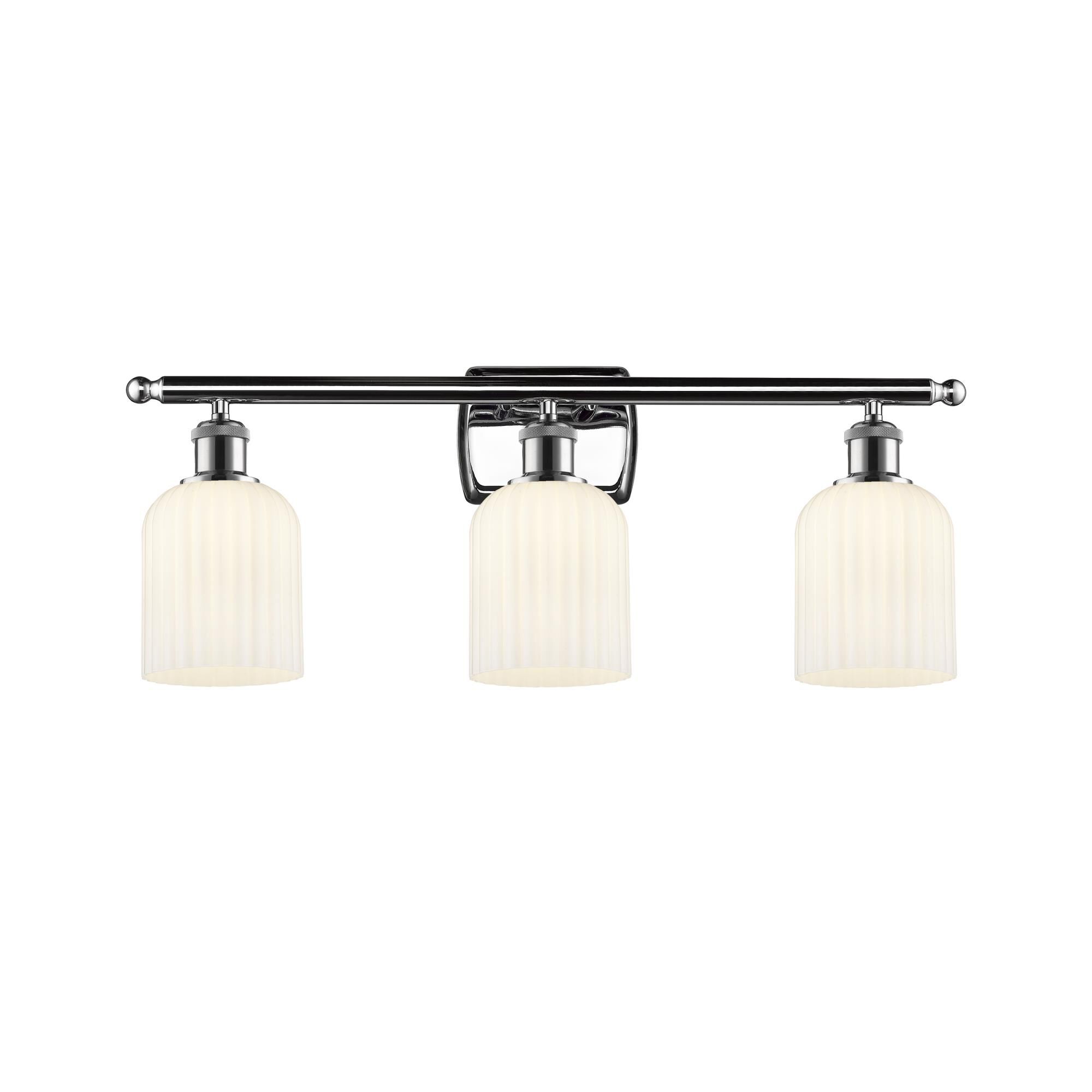 Shown in Polished Chrome finish and Gloss White shade