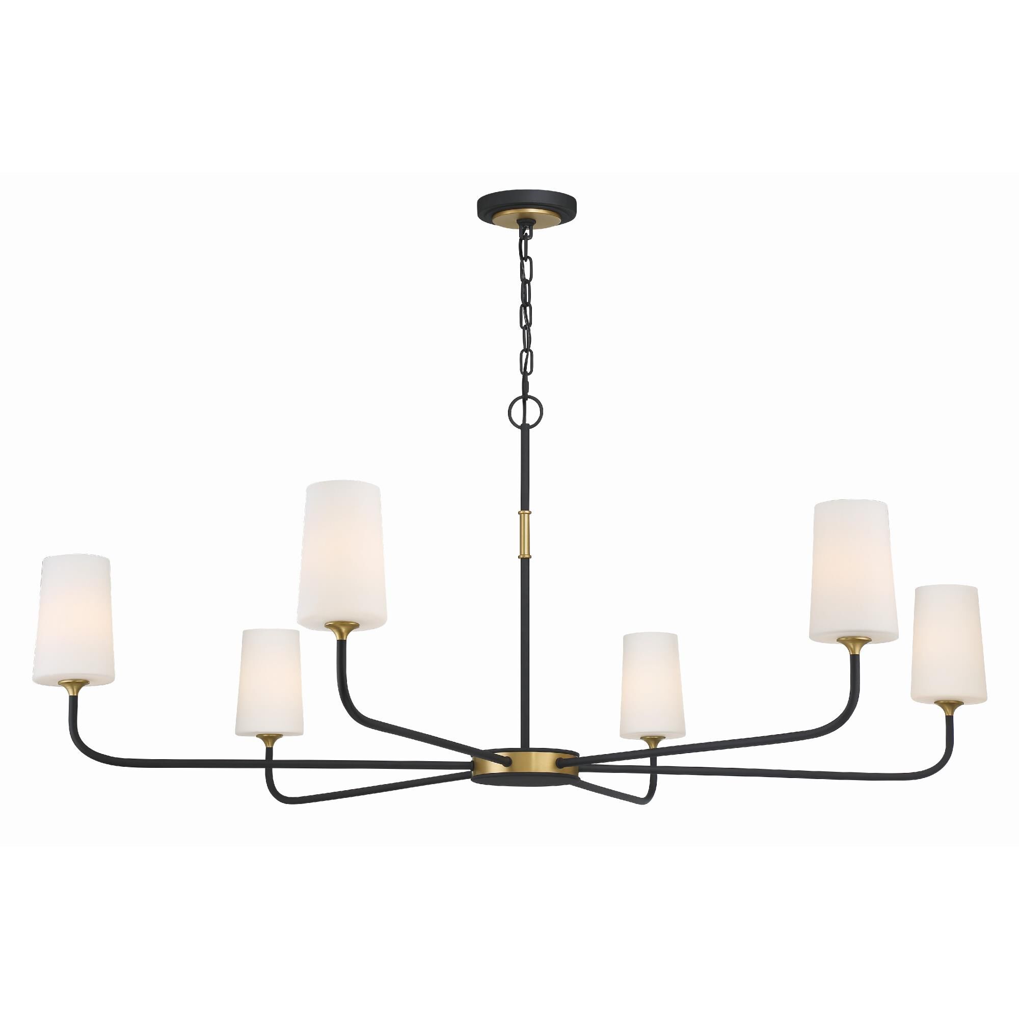 Shown in Black Forged + Modern Gold finish and Glass shade
