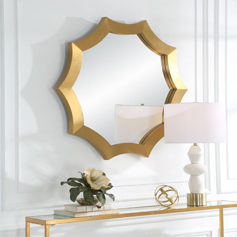 Uttermost Flare Brushed Brass Round Mirror Decorative Mirrors by Uttermost