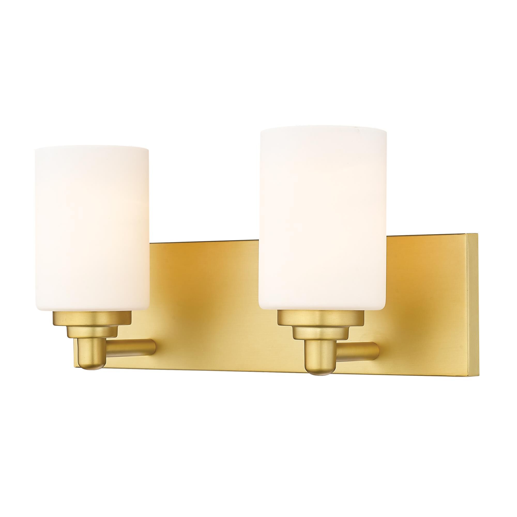 Shown in Brushed Gold finish and White glass
