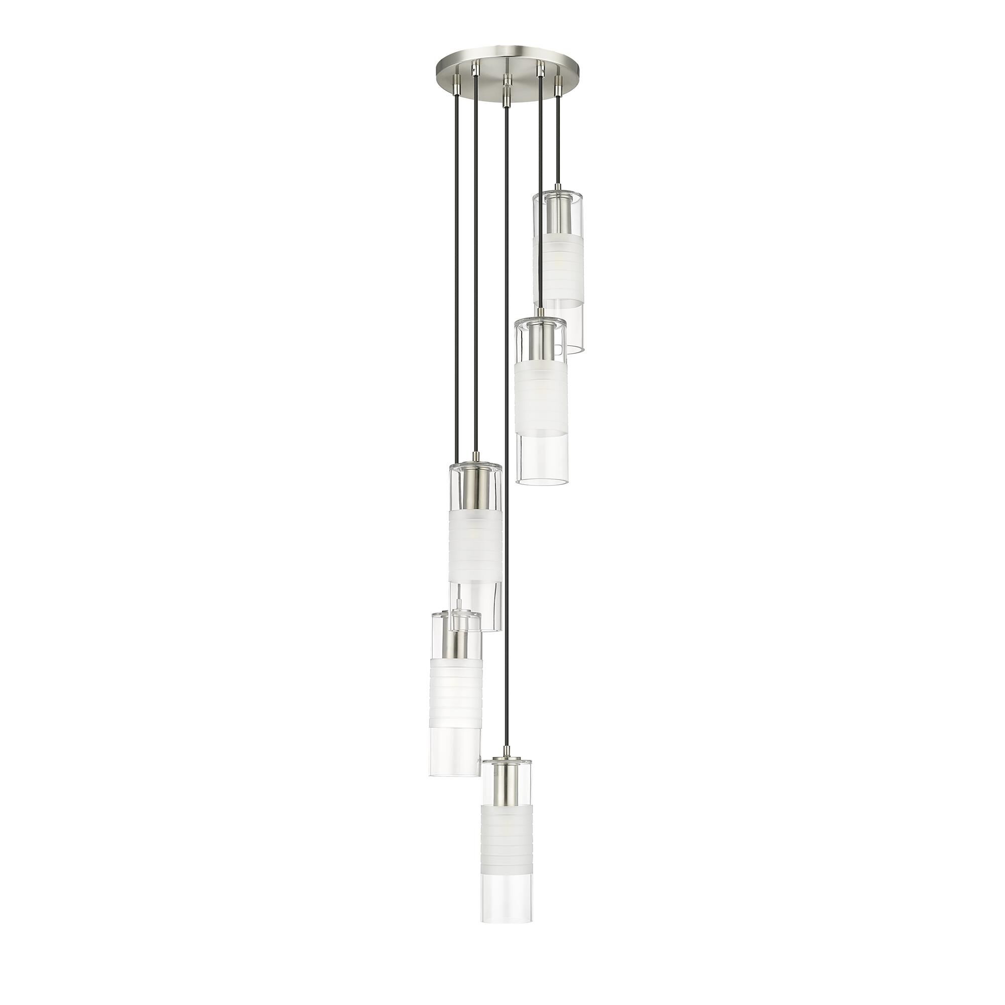 Shown in Brushed Nickel finish and Clear and Frosted glass