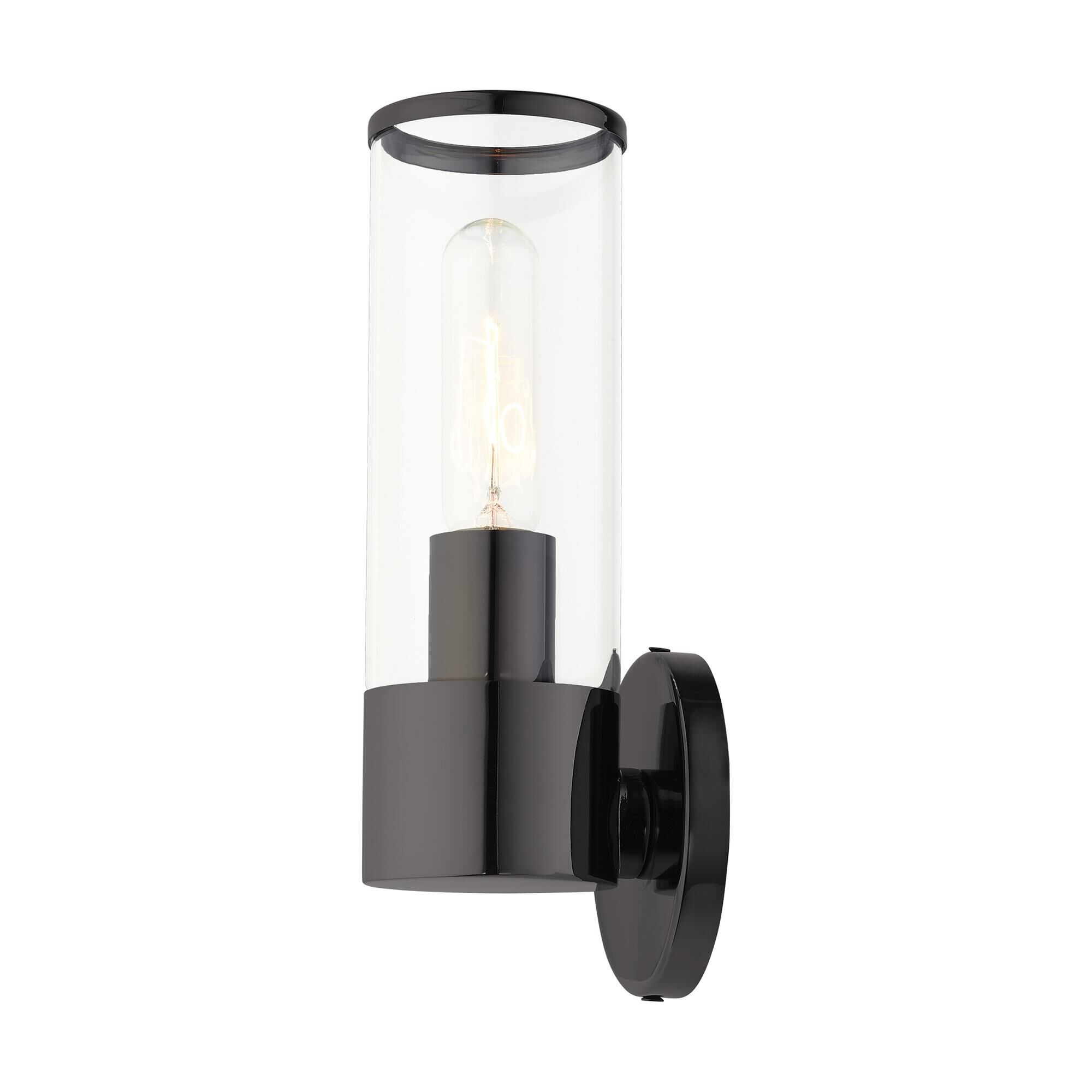 Shown in Black Chrome finish and Clear glass