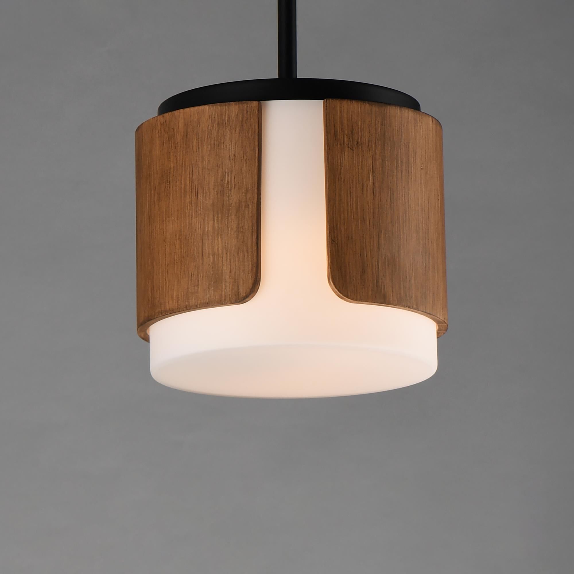 Shown in Walnut and Black finish and Satin White glass