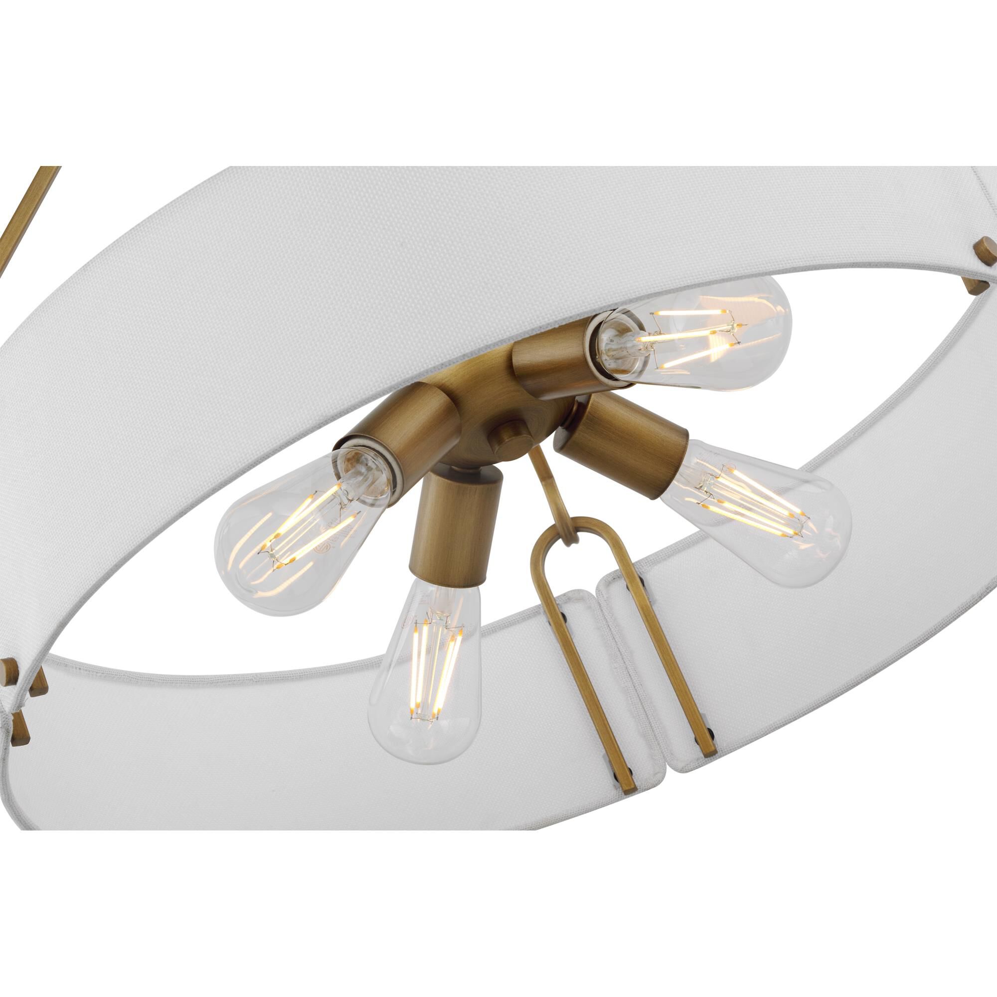 Shown in Natural Brass finish and White Linen shade