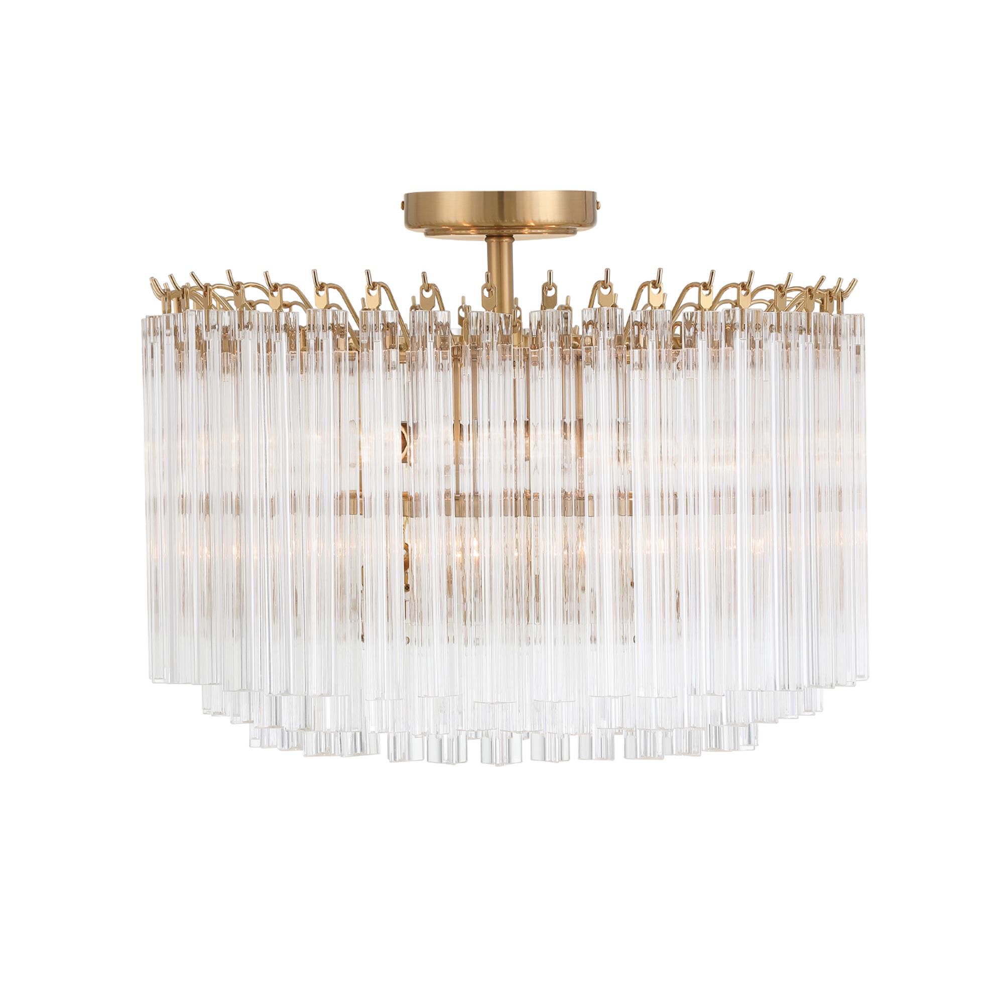Shown in Aged Brass finish and Triedri Clear crystal