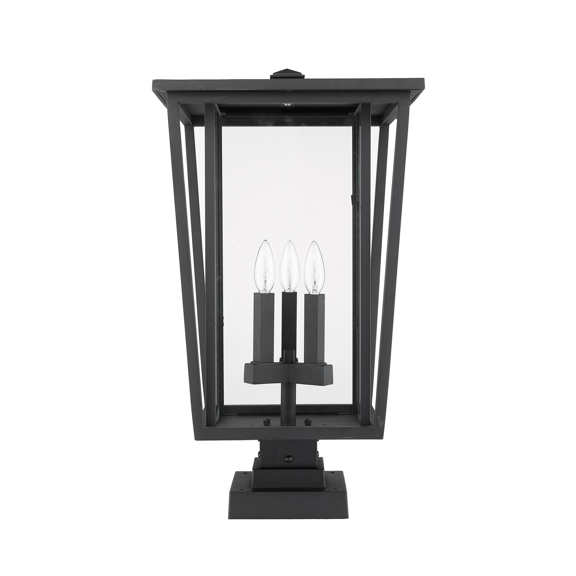 Shown in Black finish and Glass shade