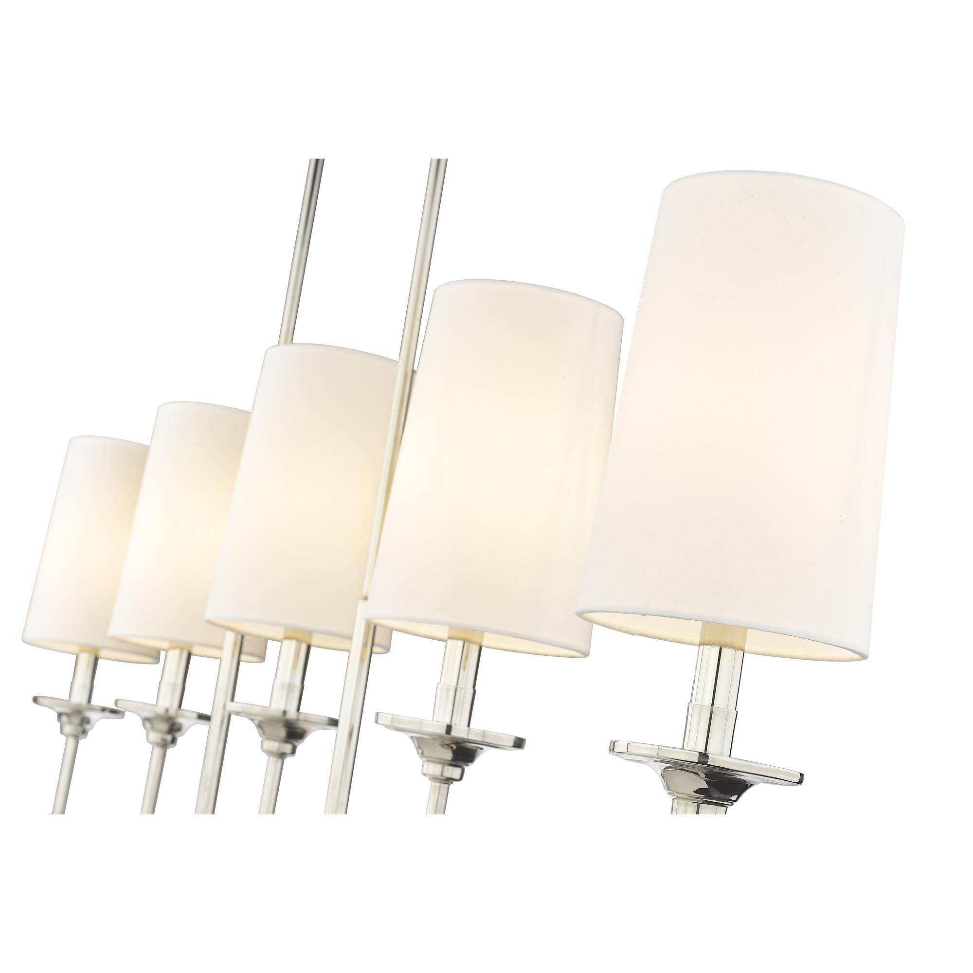 Shown in Polished Nickel finish and Cloth Cover glass and Cloth Cover shade