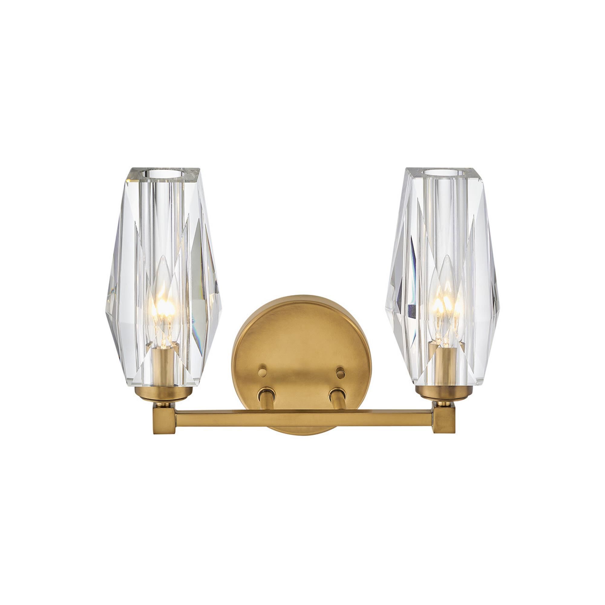 Shown in Heritage Brass finish and Faceted Clear Crystal glass