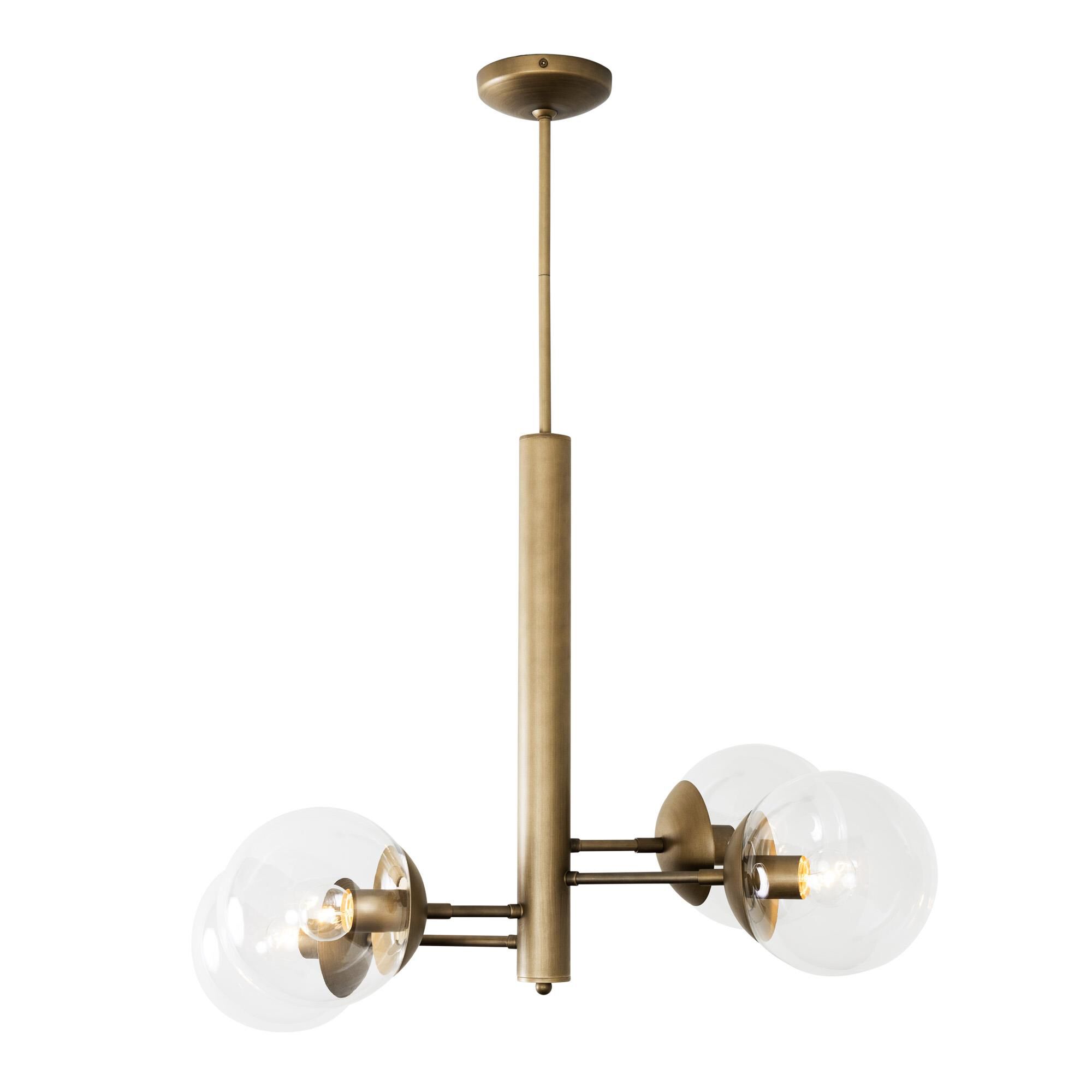 Shown in Antique Brass finish and Clear glass