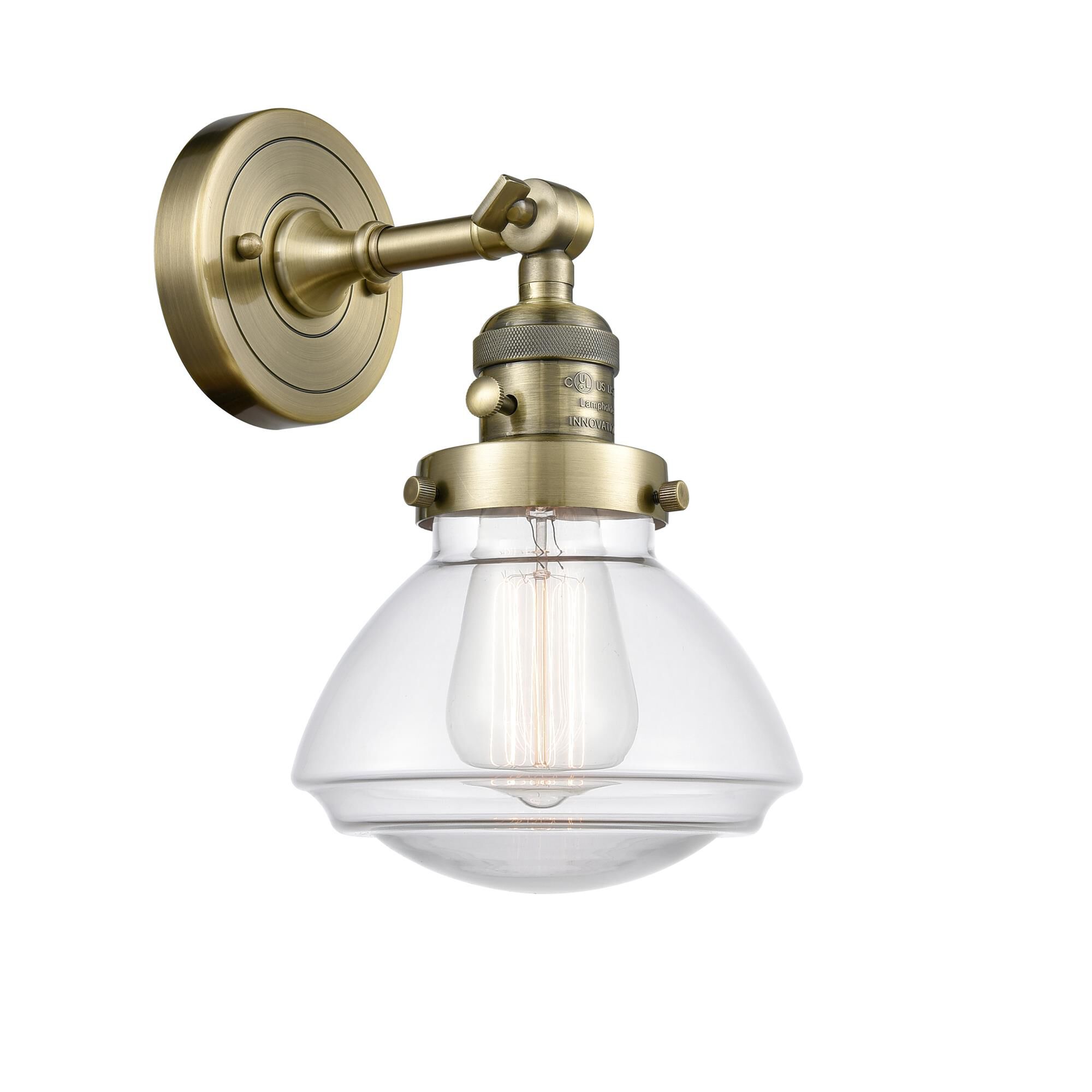 Shown in Antique Brass finish and Bell glass and Glass shade