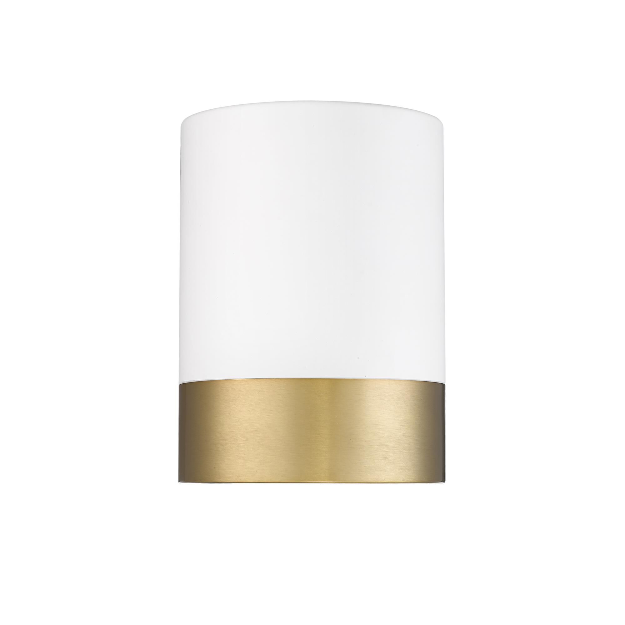 Shown in Matte White + Modern Gold finish and Frosted glass and Frosted shade