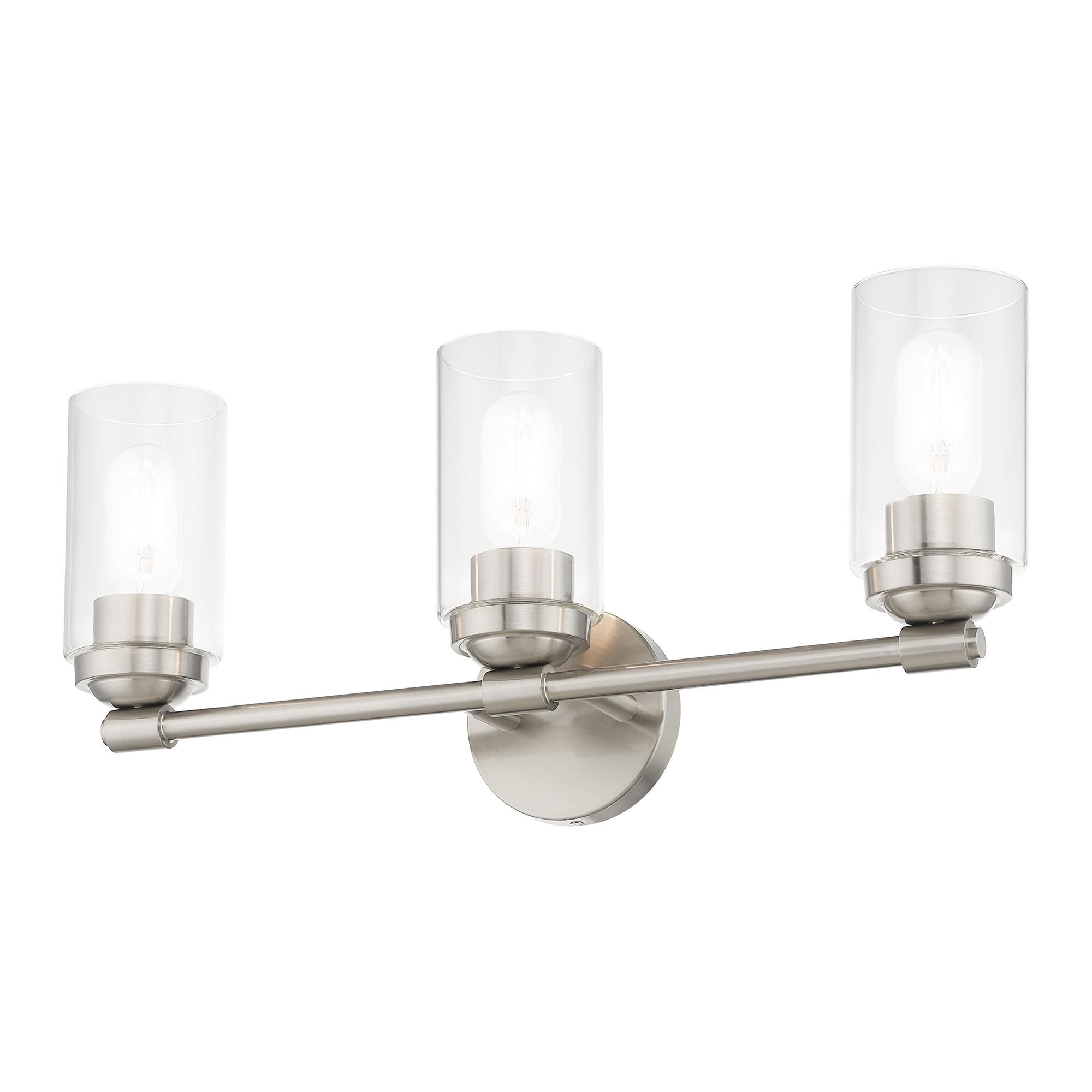 Shown in Brushed Nickel finish and Hand Blown Clear  glass
