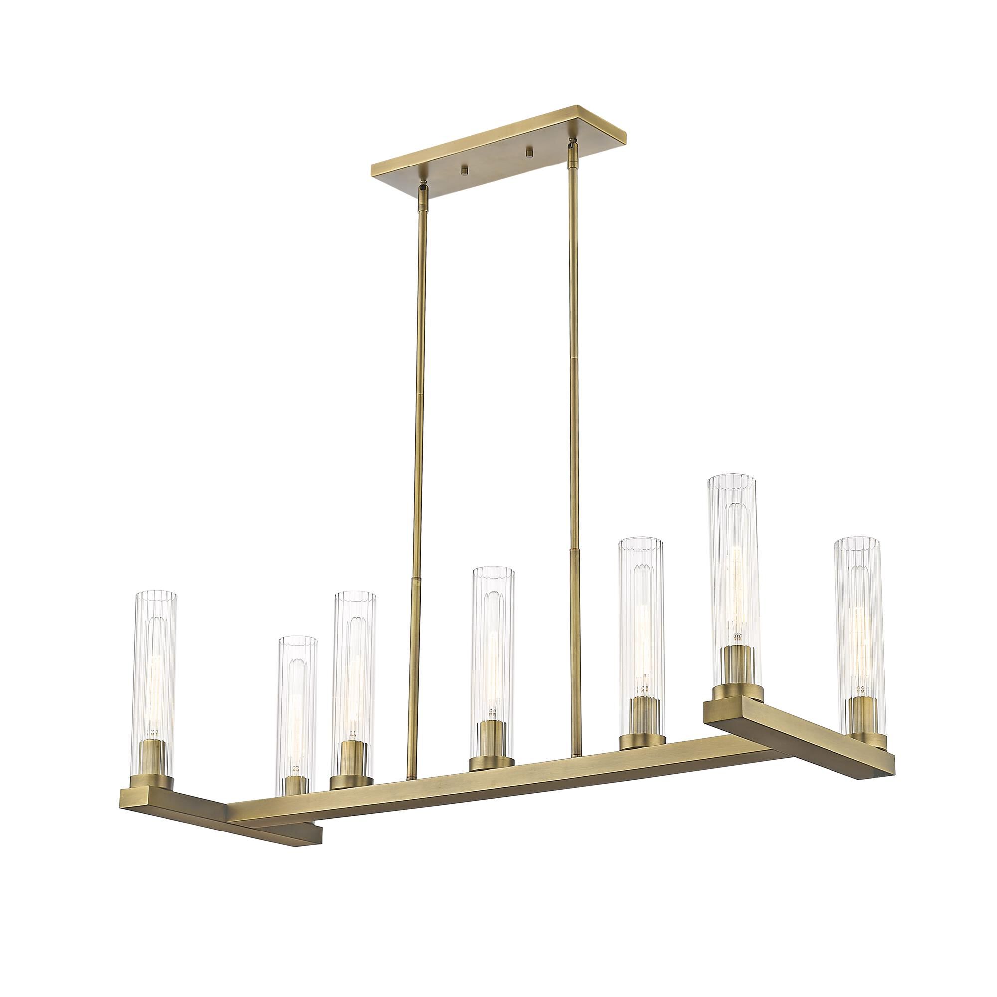 Shown in Rubbed Brass finish and Glass shade