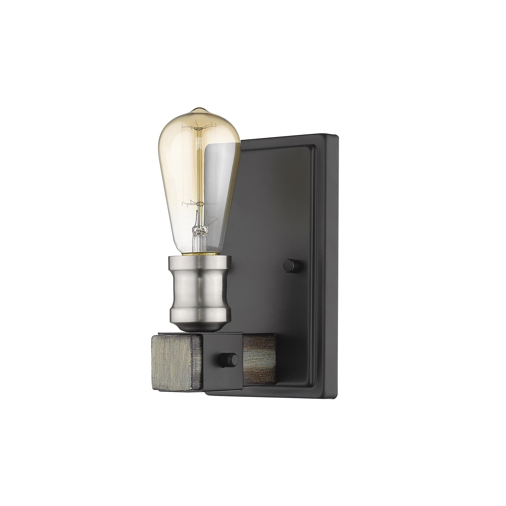 Shown in Ashen Barnboard finish and --- glass and --- shade