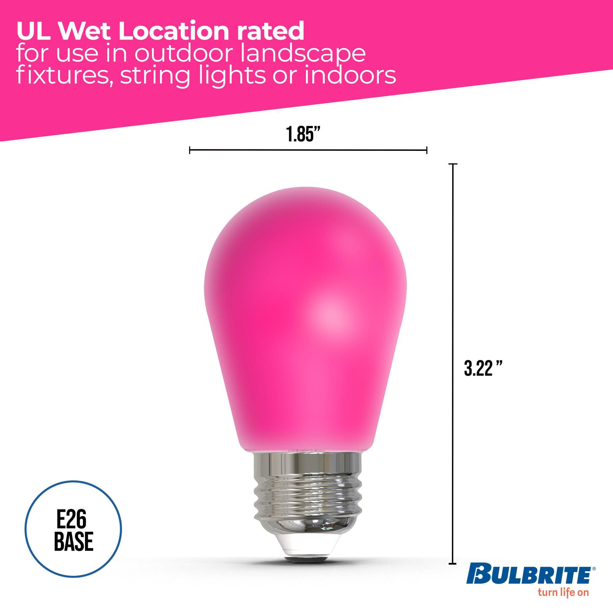 Ceramic Pink S14 Base E26 LED Light Bulb by Bulbrite