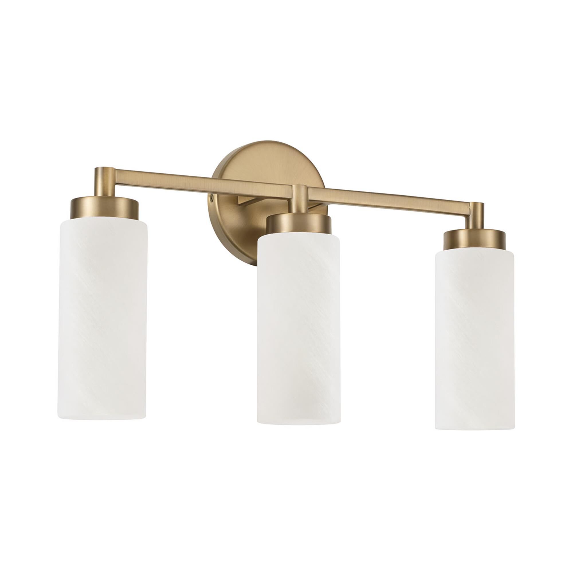 Shown in Aged Brass finish and Faux Alabaster glass