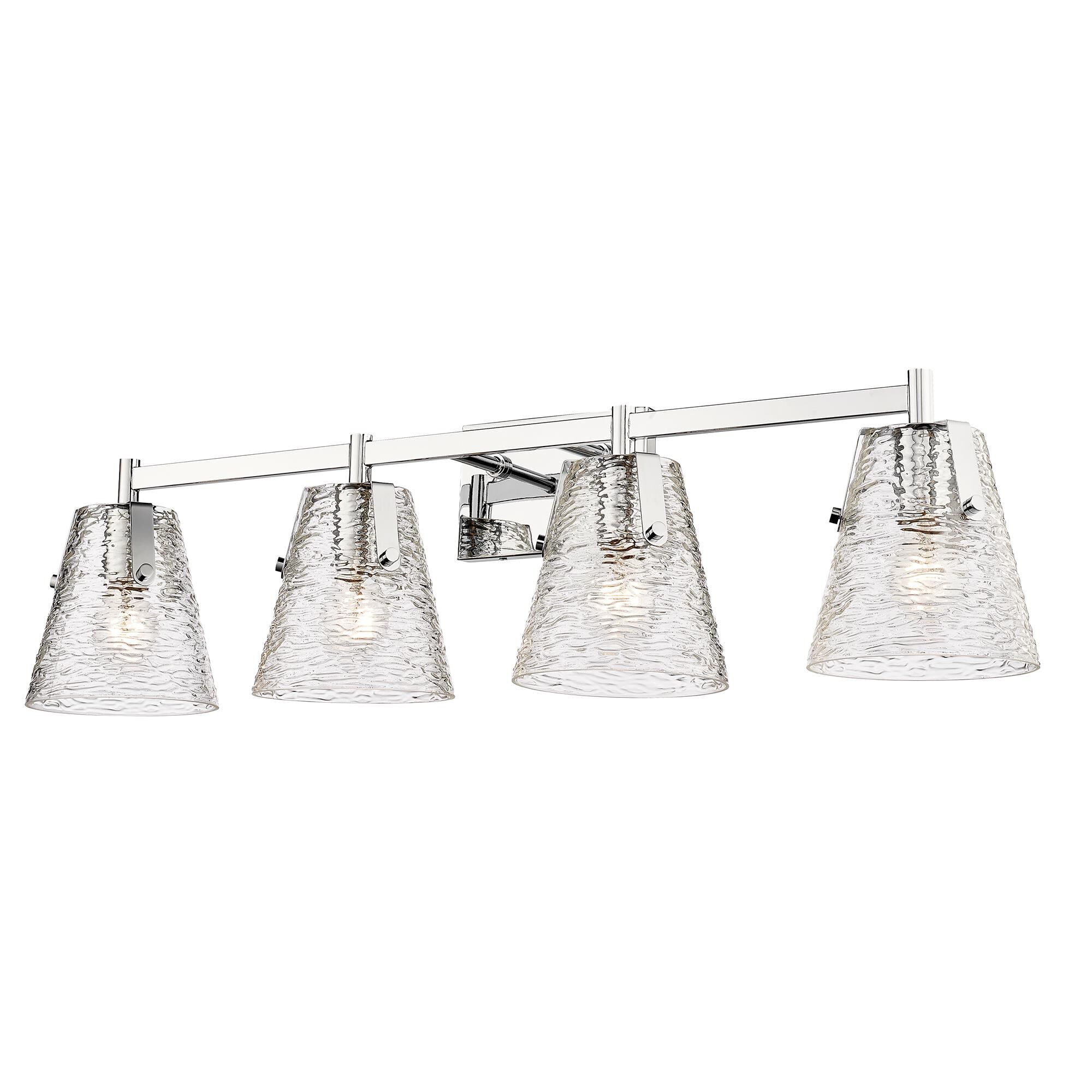 Shown in Chrome finish and Clear Ribbed glass