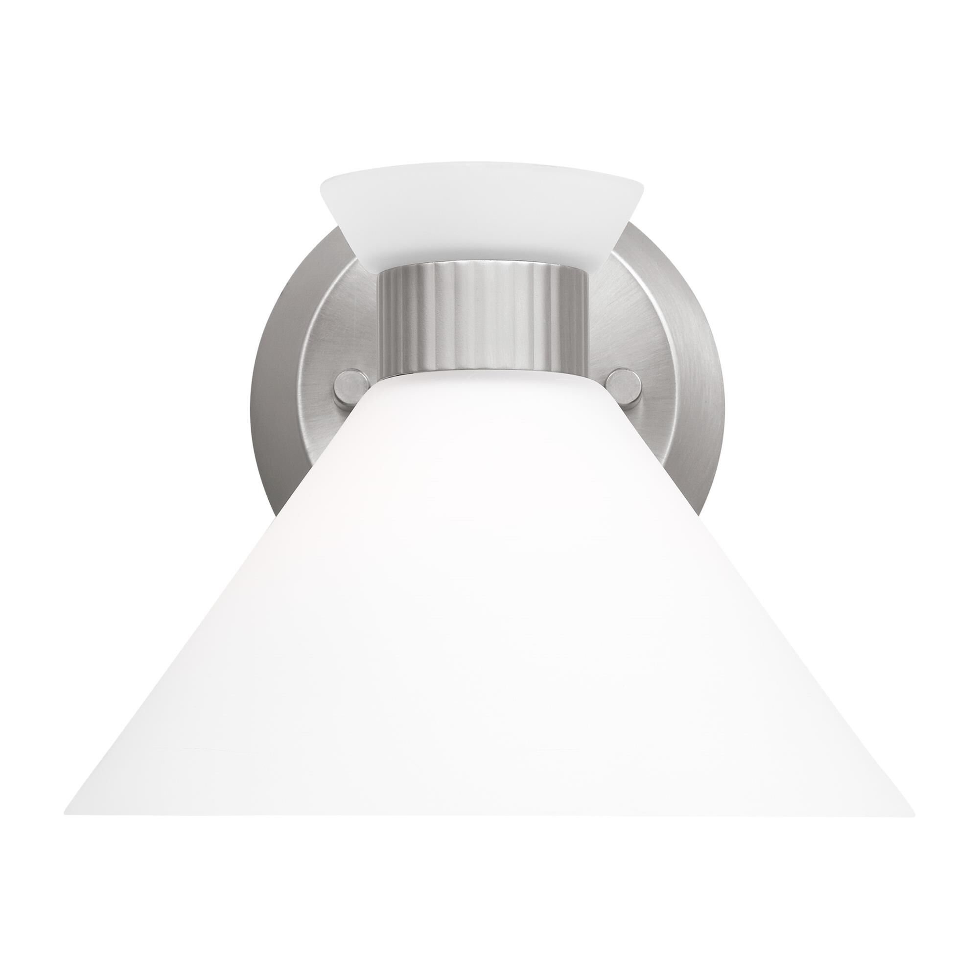 Shown in Brushed Steel finish and Etched White Glass s shade