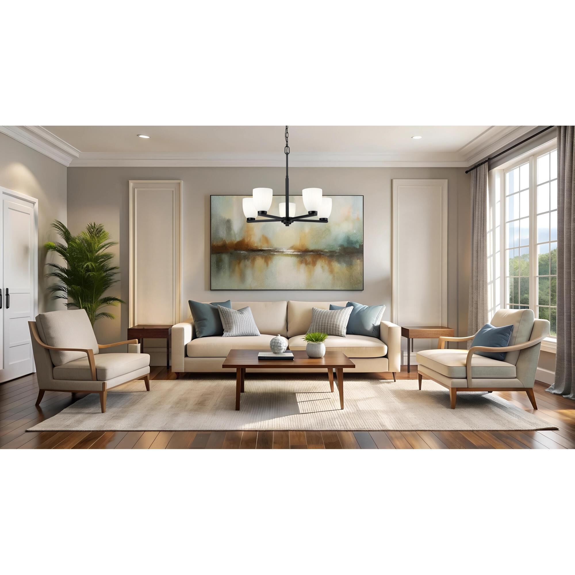 Shown in Matte Black finish and Matte Opal glass and Matte Opal shade