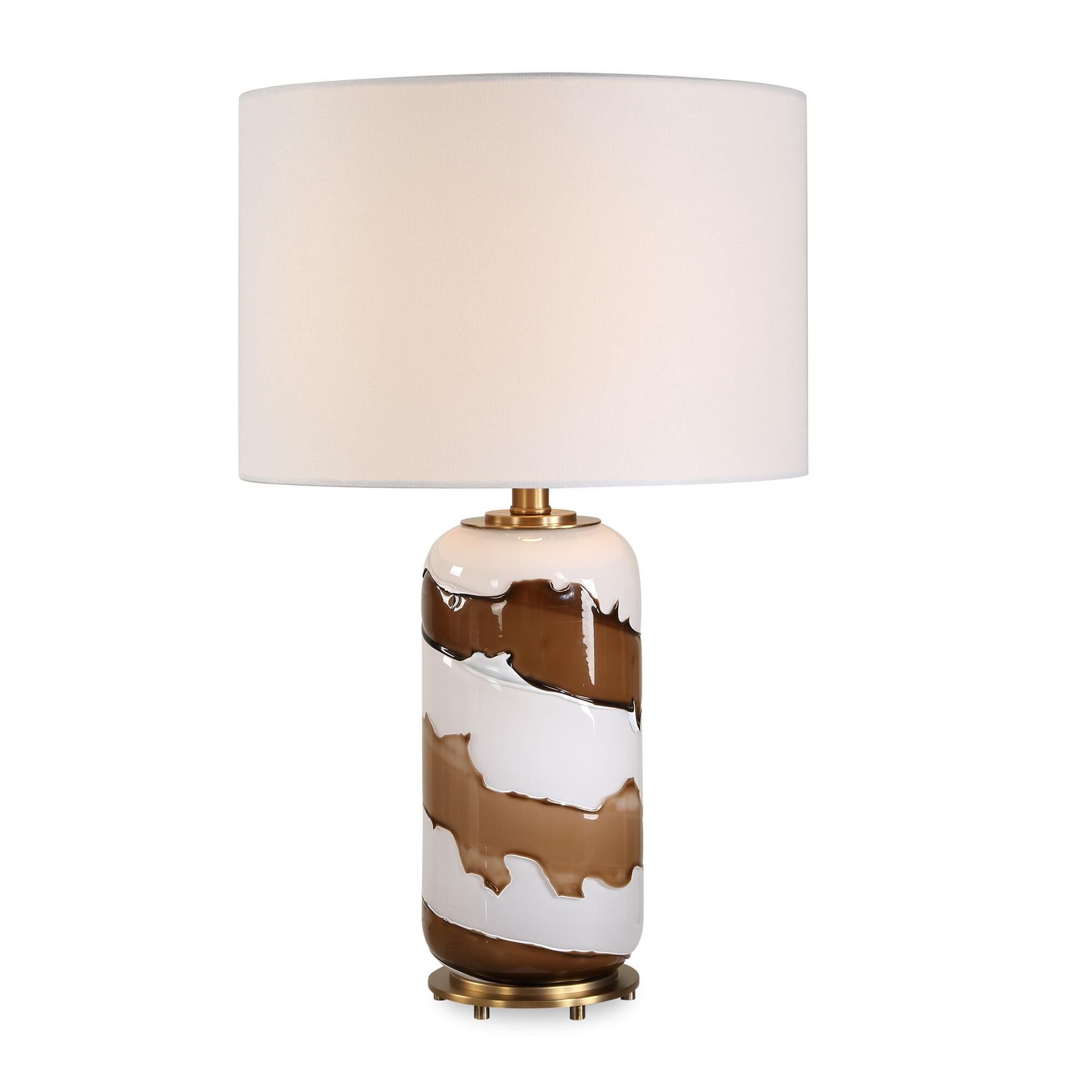 Shown in Brown, White finish and Round Hardback shade