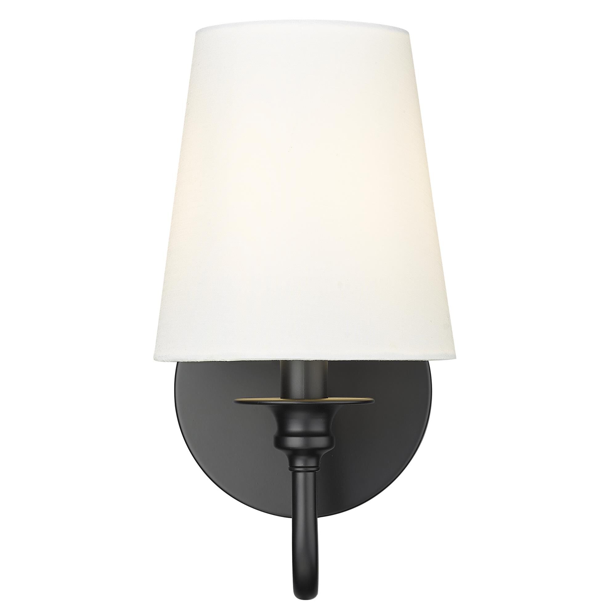 Shown in Matte Black finish and White glass and White shade