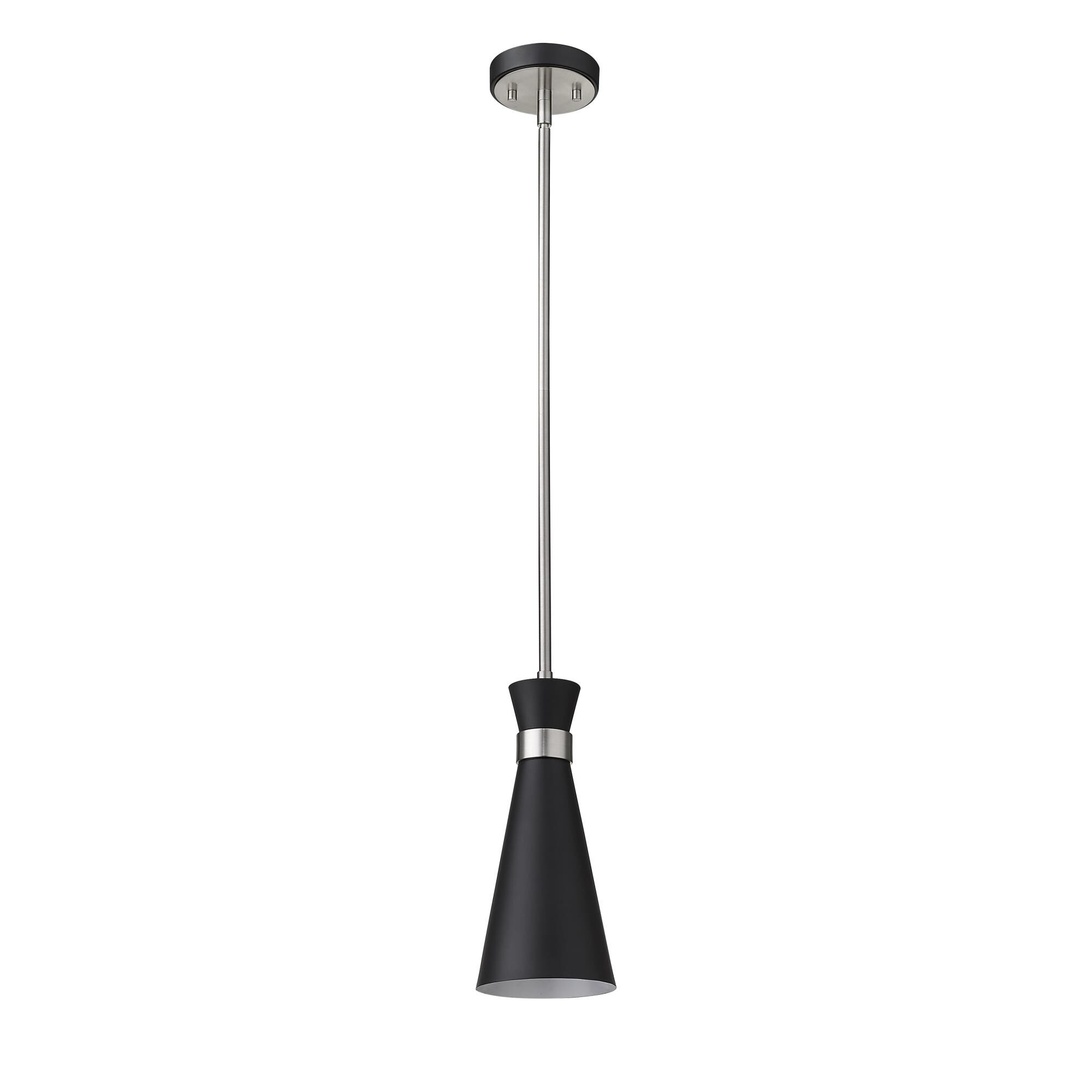 Shown in Matte Black + Brushed Nickel finish and Metal glass and Metal shade