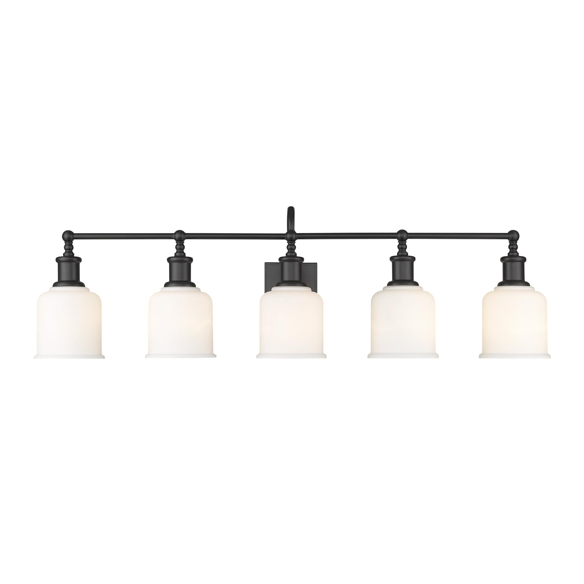 Shown in Matte Black finish and Glass shade