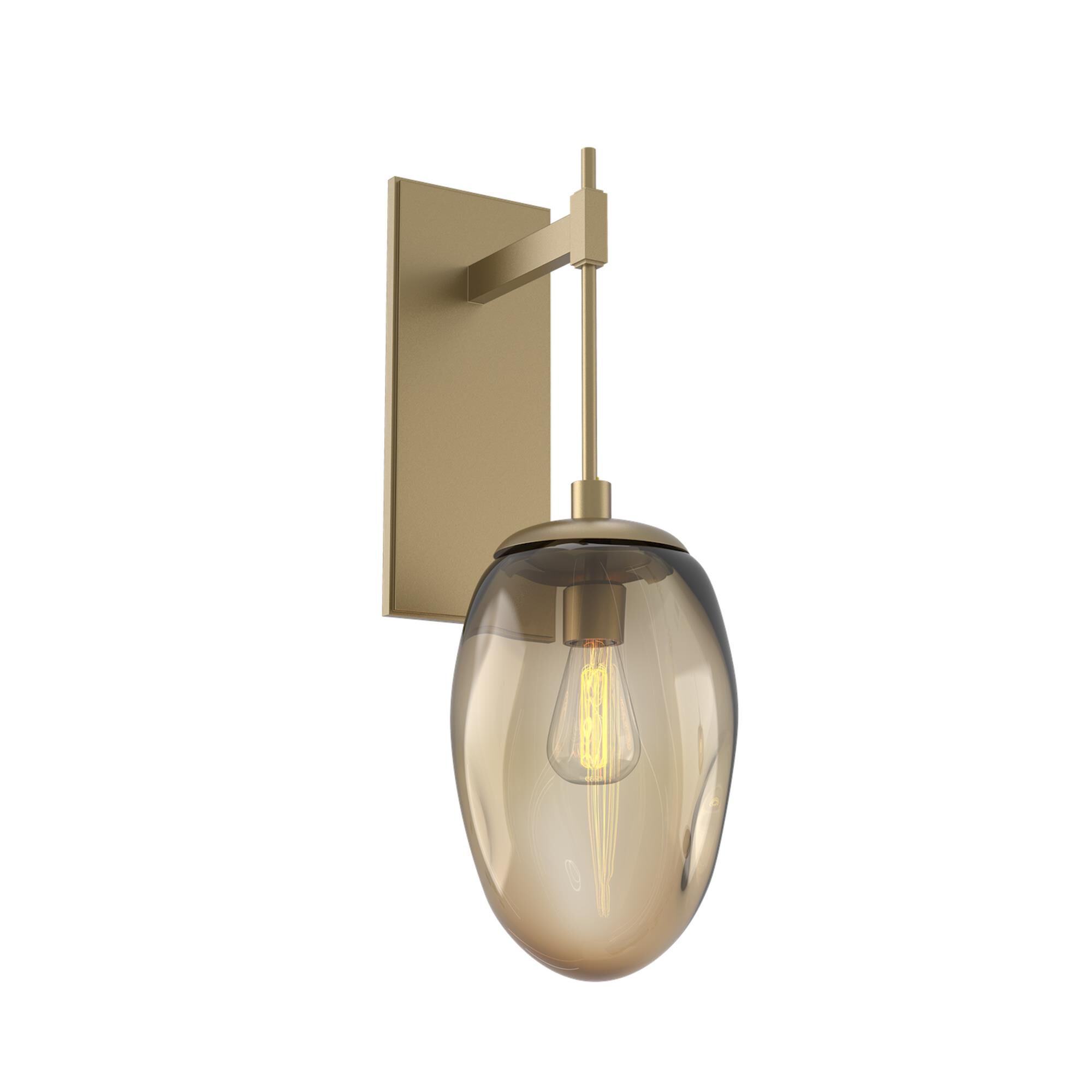 Shown in Gilded Brass finish and Blown Bronze glass