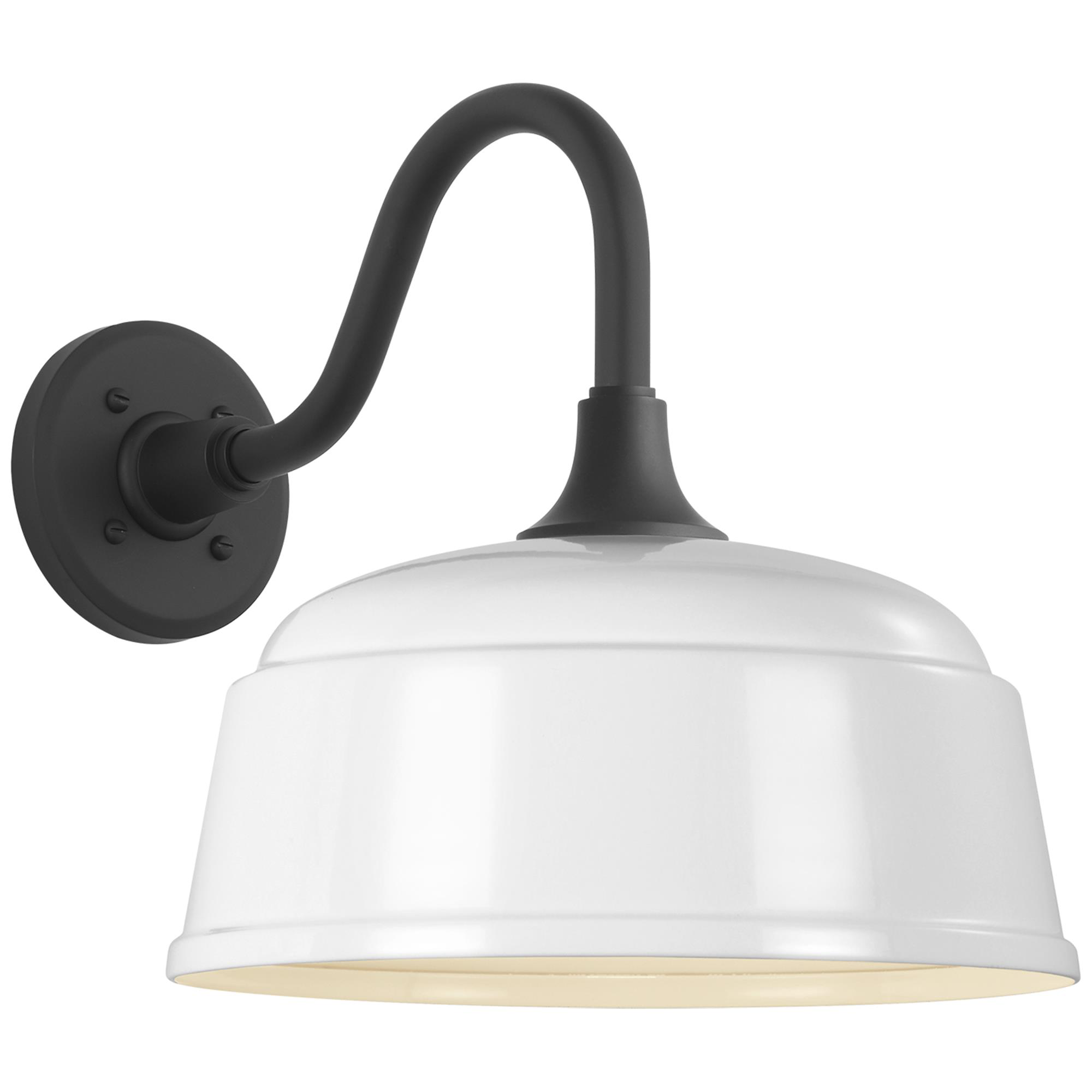 Shown in Matte Black finish and White Rockhouse shade