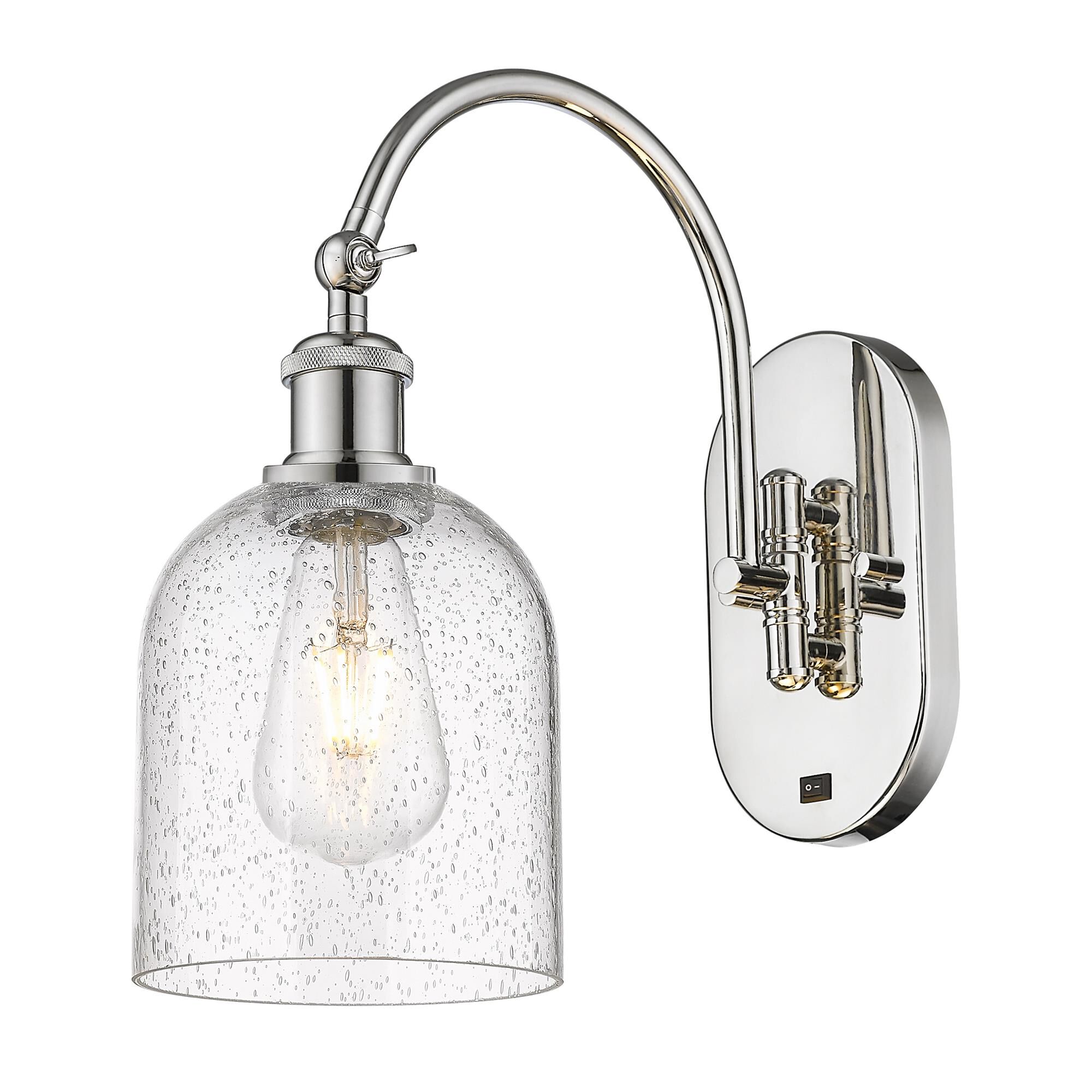 Shown in Polished Nickel finish and Seedy glass