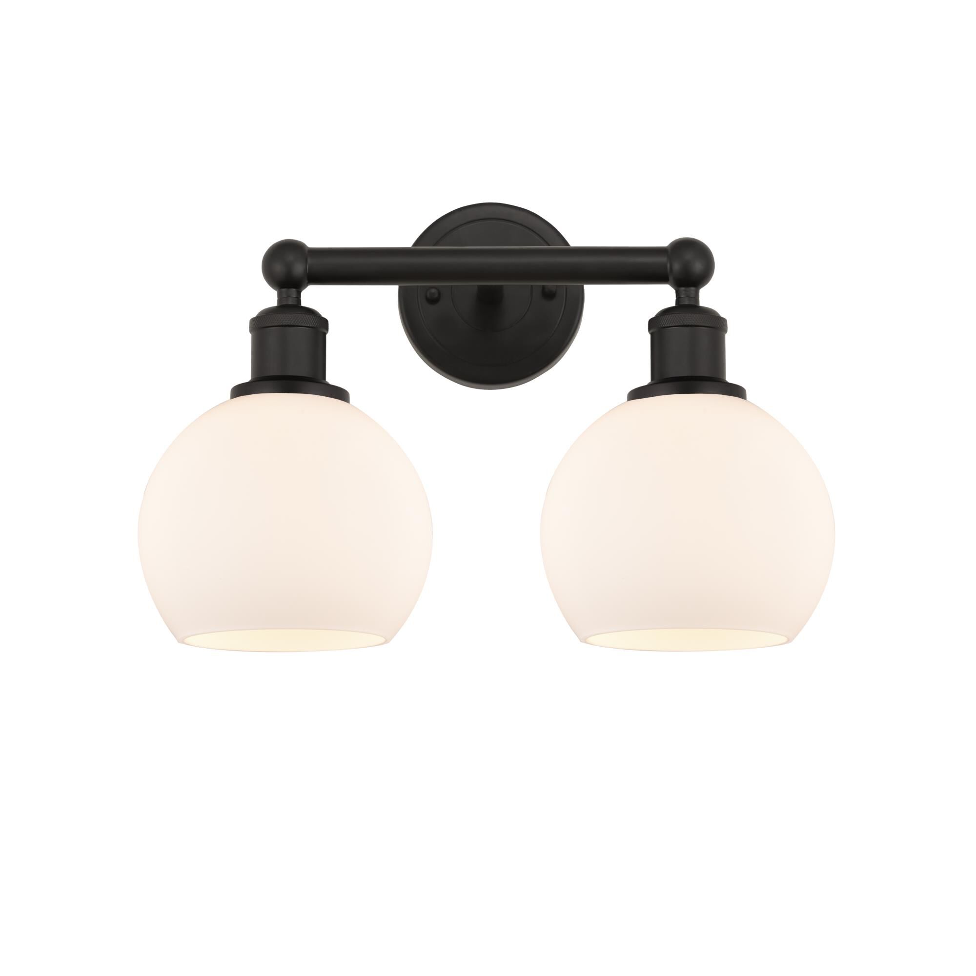 Shown in Oil Rubbed Bronze, Matte White finish and Matte White glass and Matte White Glass shade