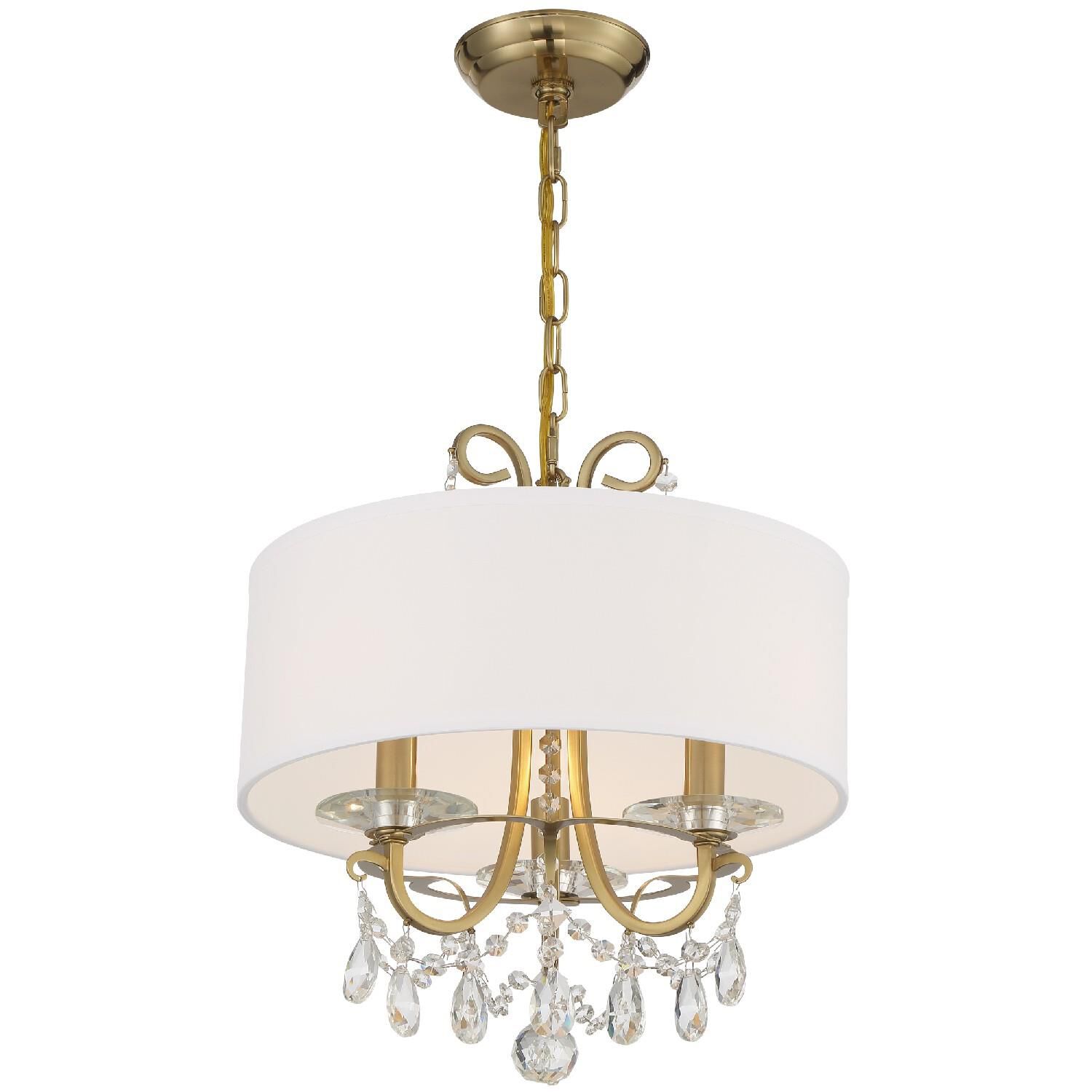 Shown in Vibrant Gold finish and Swarovski Spectra crystal and Silk glass and Silk shade