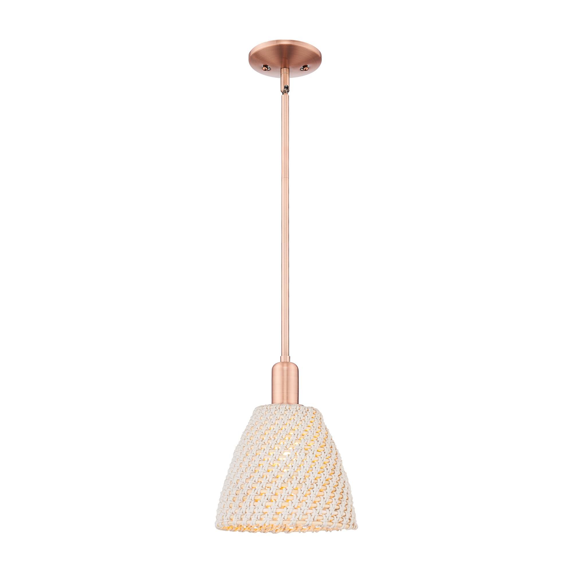 Shown in Antique Copper finish and Natural shade